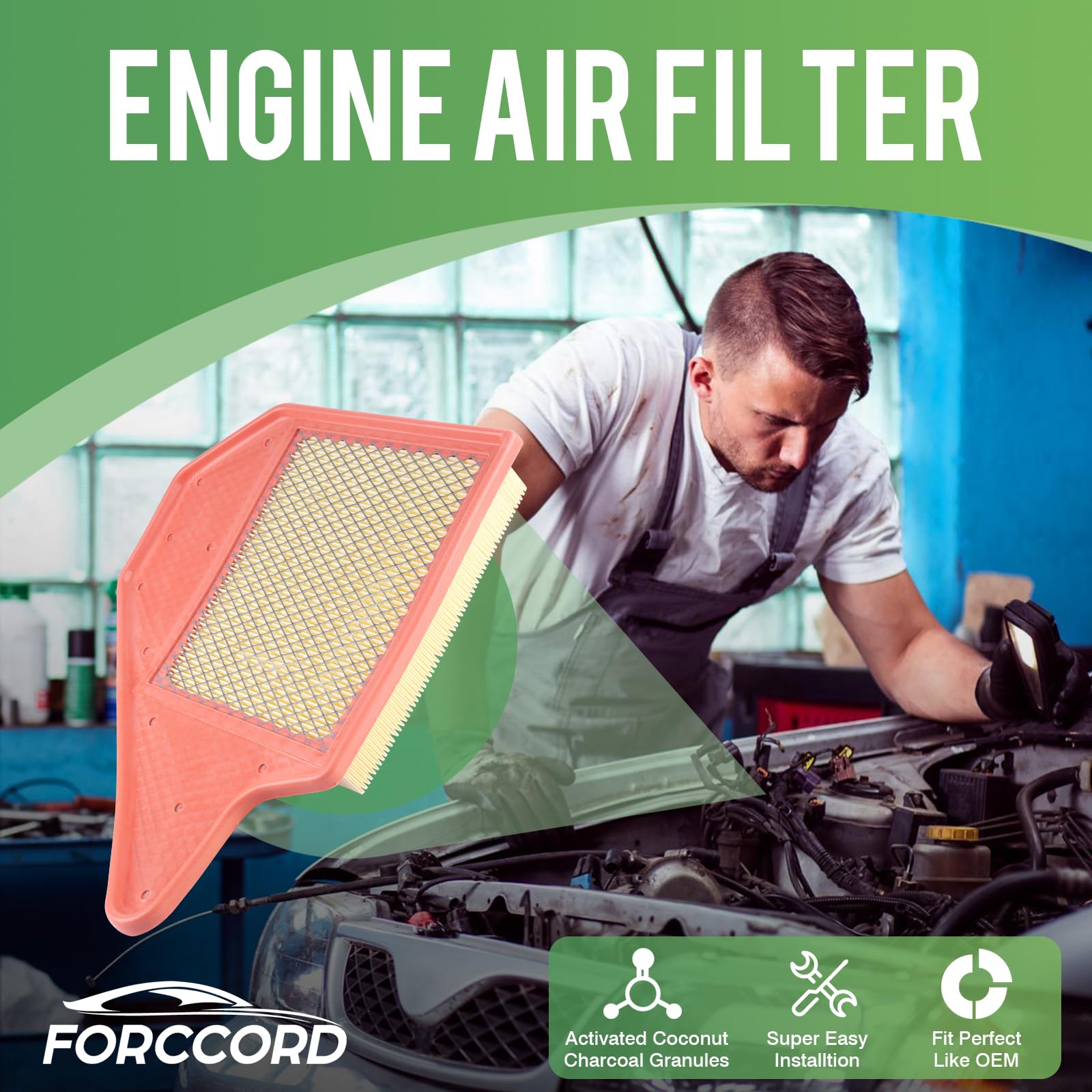 Forccord Cabin Air Filter And Engine Air Filter Fit For 11-16 Chrysler Town & Country, 11-20 Dodge Grand Caravan, 12-15 Ram C/V,