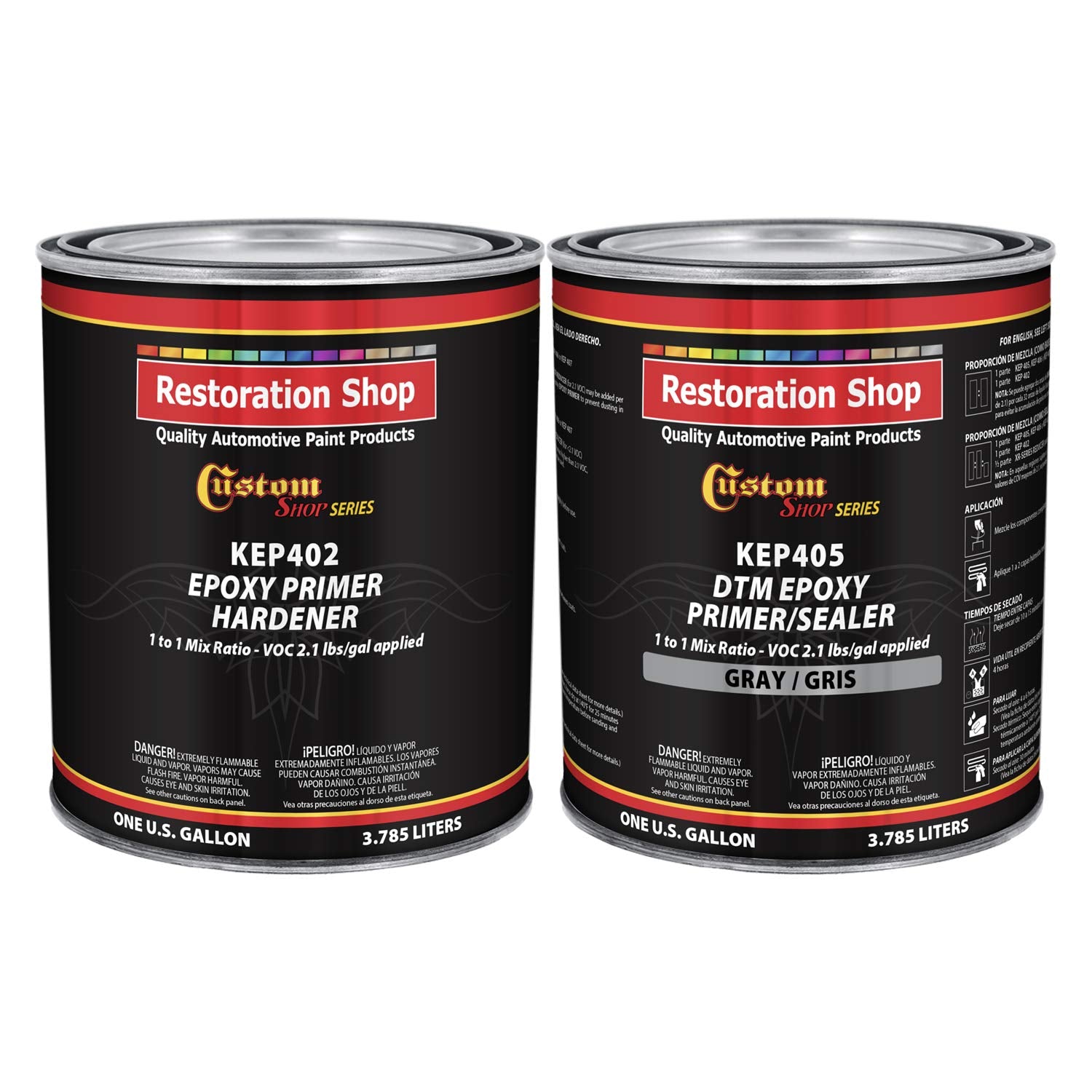 Custom Shop - Gray Epoxy Primer/Sealer 2.1 Voc (2-Gallon Kit) Anti-Corrosive Dtm High-Performance Primer For Automotive And Indu