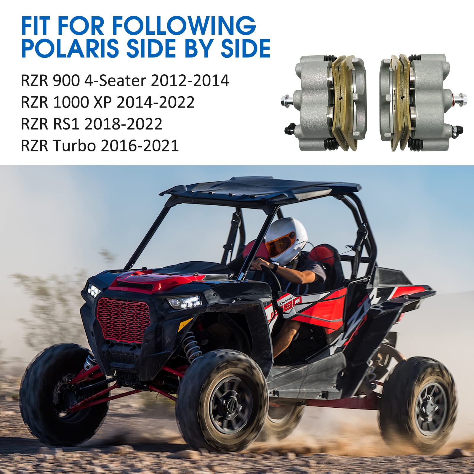 M Mati Rear Left Right Brake Caliper Pads For Polaris Rzr 1000 Xp, Rzr Turbo, Rzr Rs1, Rzr 900 4-Seater 1912141 1912142 1912478