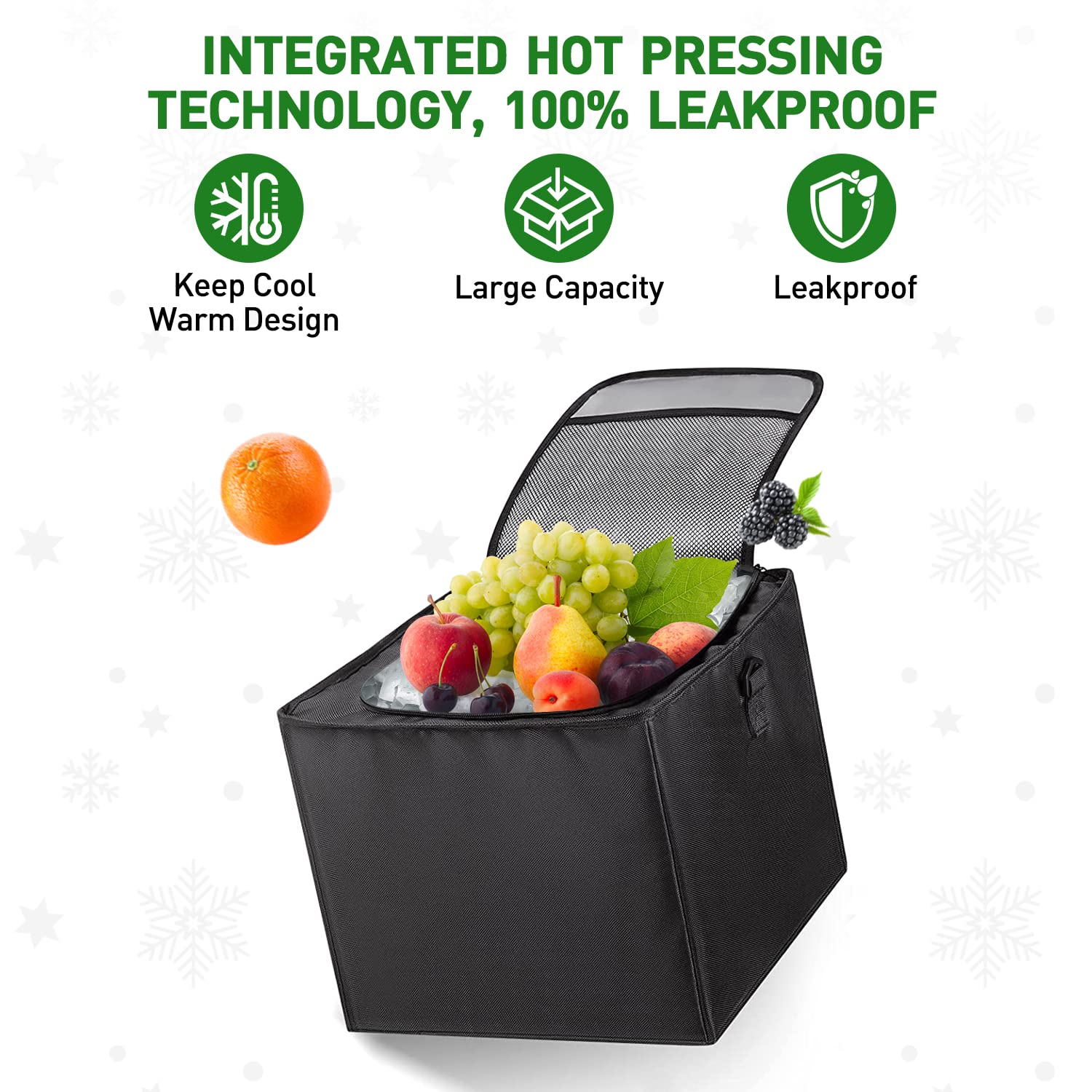 Car Trunk Organizer,115L Heavy Duty Collapsible Trunk Storage, With Insulated Leakproof Cooler Bag Vehicle Cargo Organizer With