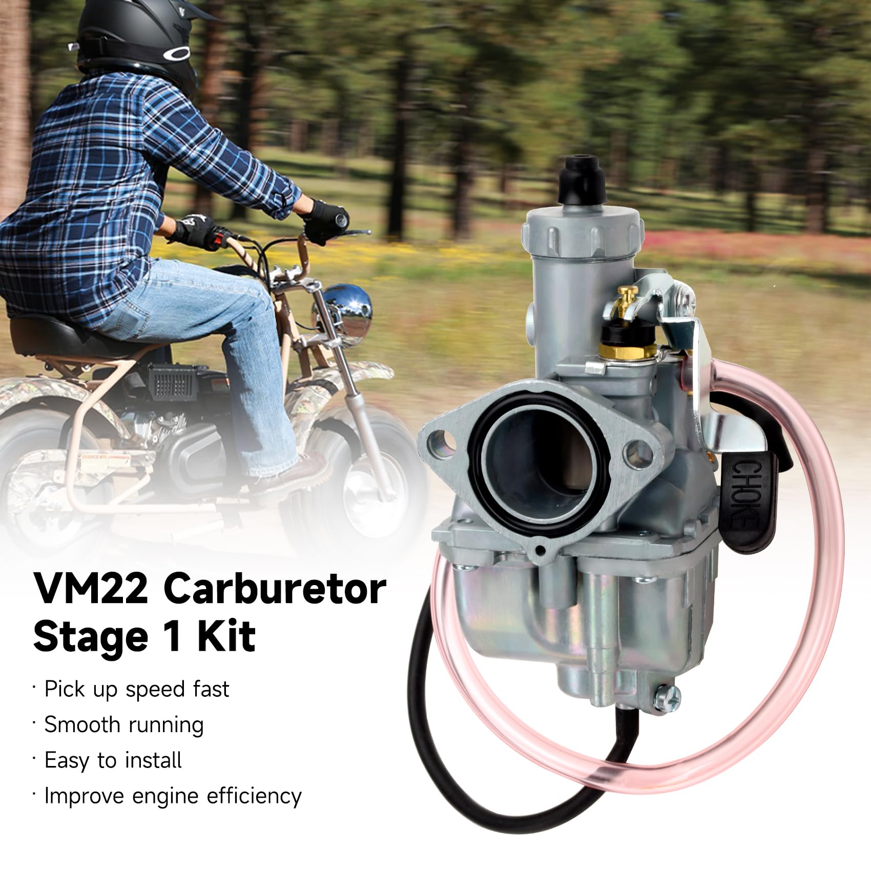 FVRITO VM22 26mm Carburetor Mini Bike Carb Kit for Predator 212 196cc 212cc Ghost 224cc 6.5HP Non Hemi Coleman CT200U CT200U-EX