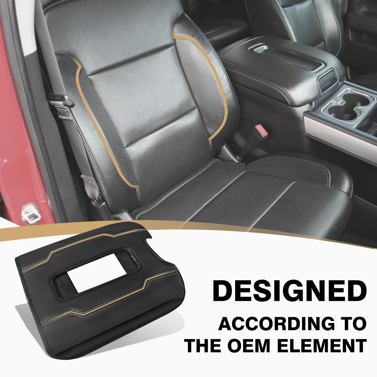 Muslogy Center Console Armrest Cover Compatible With Chevy Silverado & Gmc Sierra 1500 2500 3500 2014-2018 Comfort Armrest Pad A