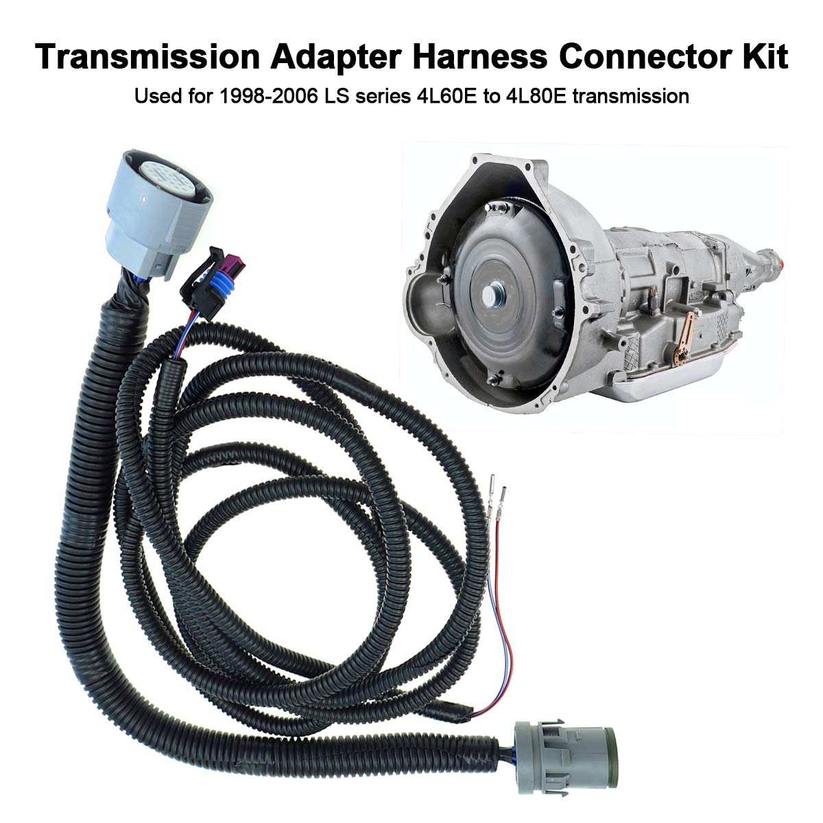 Transmission Plug And Play Adapter Harness Connector Fit For 4L60E To 4L80E Ls Swap Silverado Sierra Trans, Wire Adapter Harness Kit Compatible With 1998-2006 Transmission