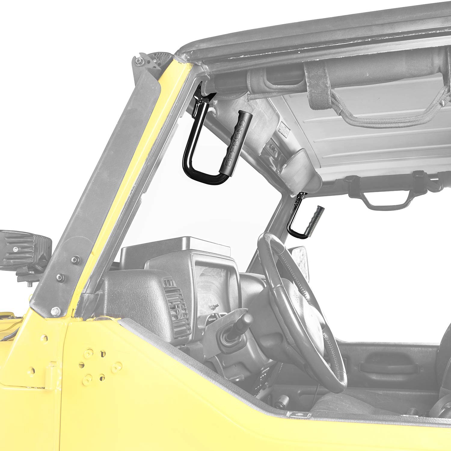 Hooke Road Wrangler Tj Front Grab Handles For 1997-2006 Jeep Wrangler Tj & Unlimited - Steel,Black