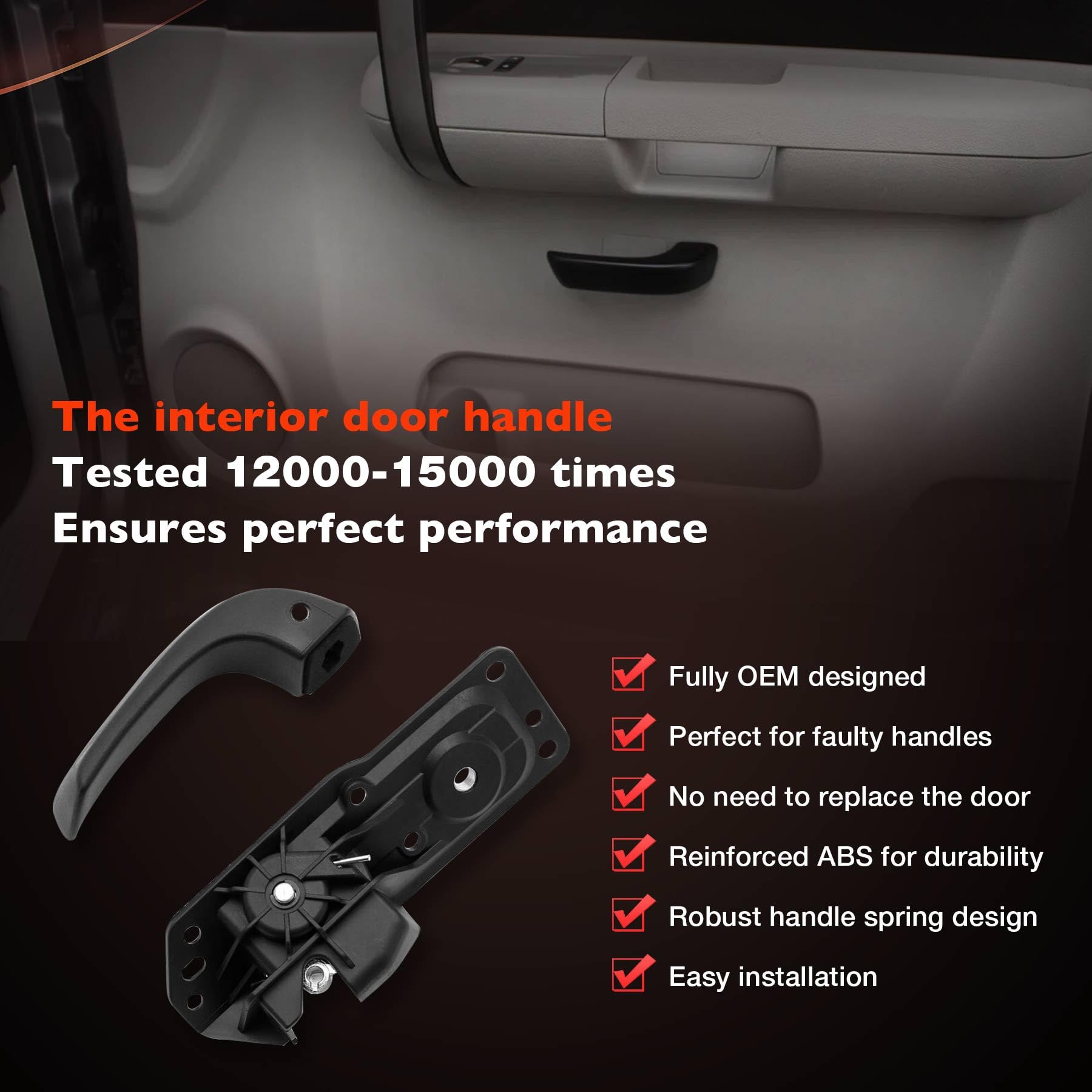 Atracypart Interior Door Handle Kit Front Rear Right Passenger Side | For 2007-2014 Chevy Silverado Tahoe Suburban Avalanche, Gm