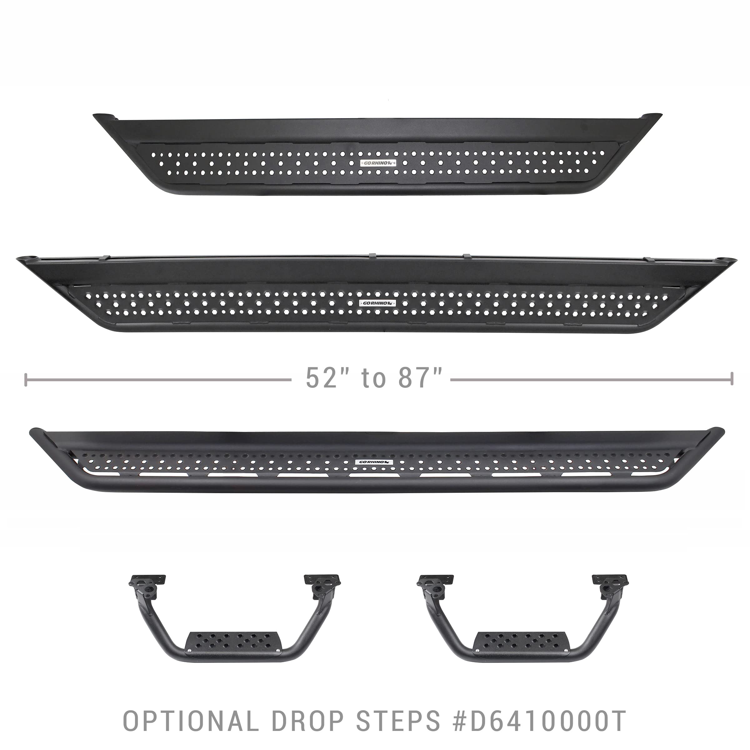 Go Rhino D60057T Dominator Xtreme D6 Side Steps - 57'' Long - Boards Only For Ford 21-24 Bronco (Sport Utility)