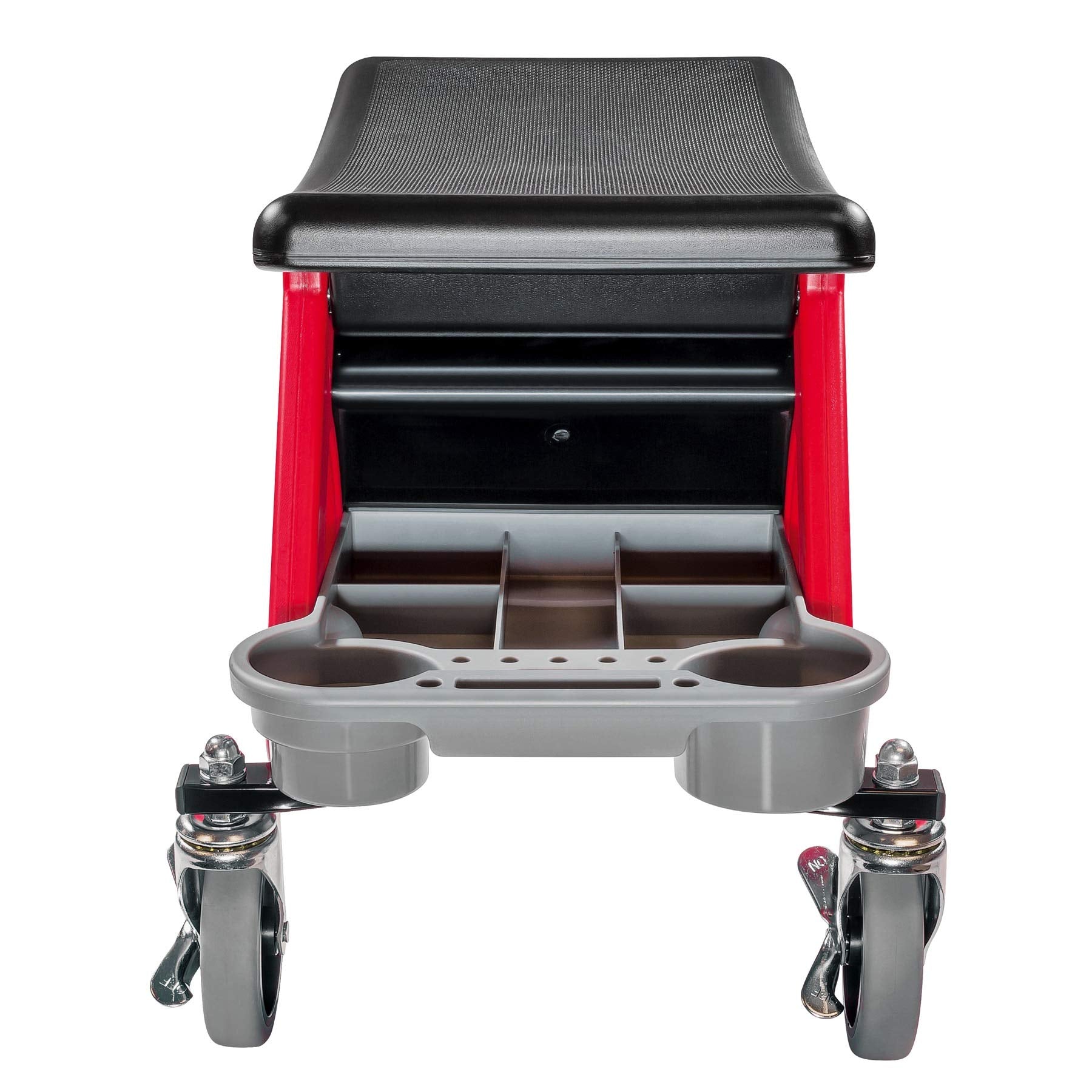 Powerbuilt Heavy Duty Roller Mechanics Seat and Brake Stool with 4-in. Rubber Swivel Casters Roll Over Anything, Big Seating Pla