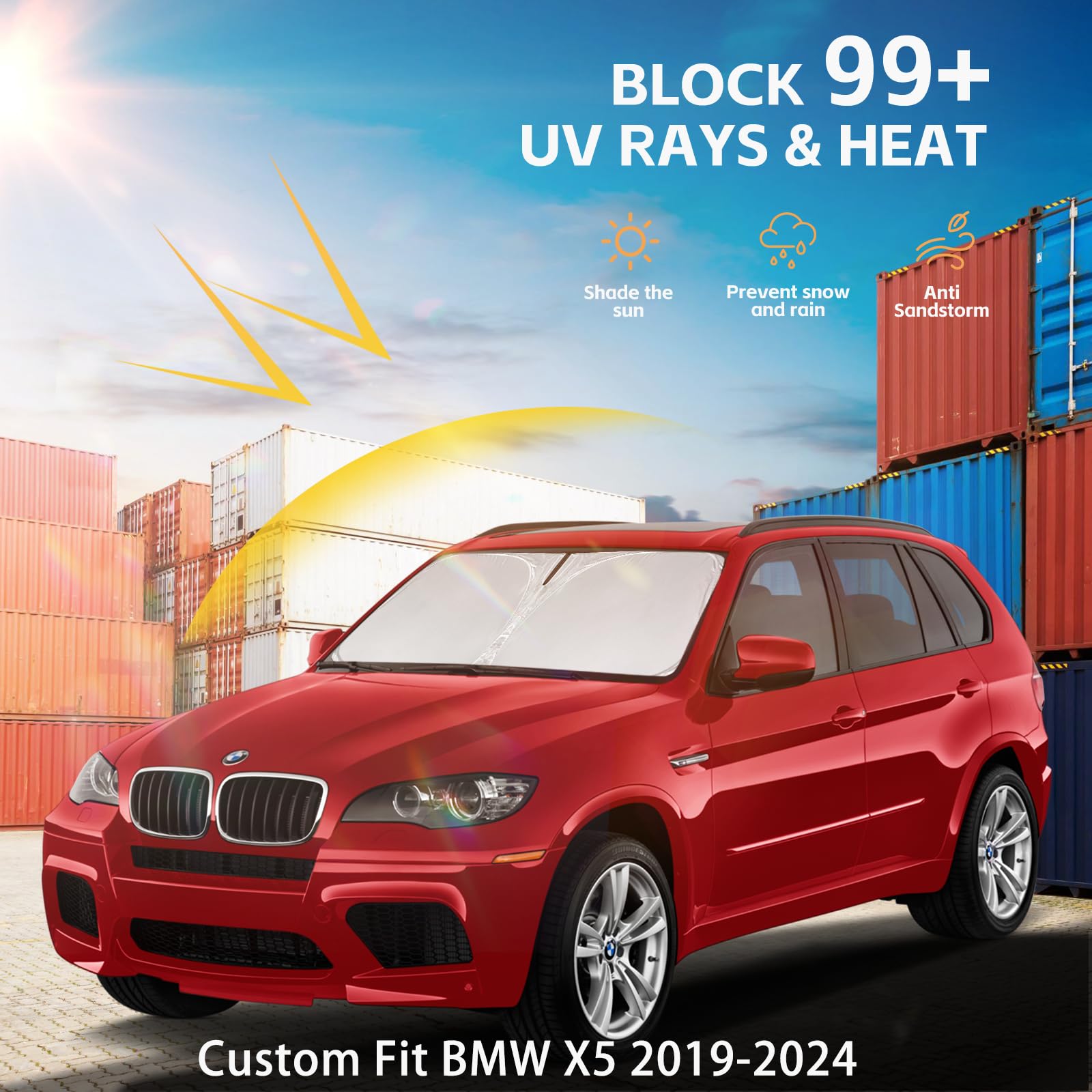 For Bmw X5 2019-2024 2025 Windshield Sun Shade Front Window Shade Custom Fit X5 M Sport Xline Suv Accessories Sun Visor Foldable