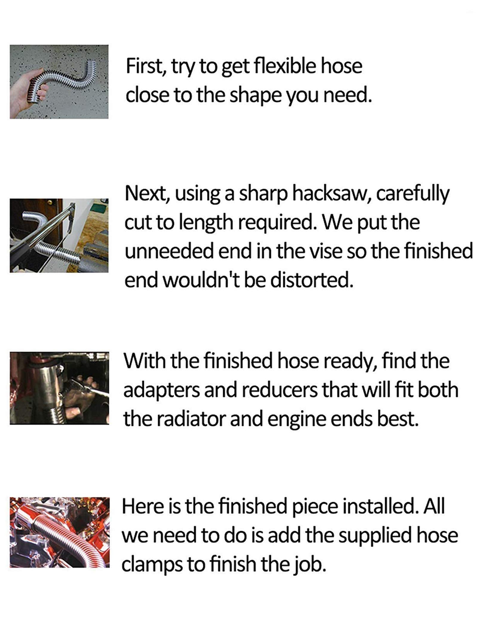 Blackhorse-Racing 48'' Stainless Steel Radiator Flexible Coolant Water Hose Kit With Caps Universal