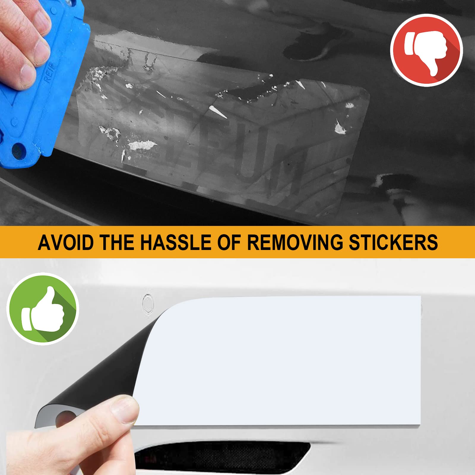 tonhui 4Pcs 12 x 4 Bumper Sticker Magnets - Flexible Magnetic Sheets with Self Adhesive, Turn Decals into Magnets, White