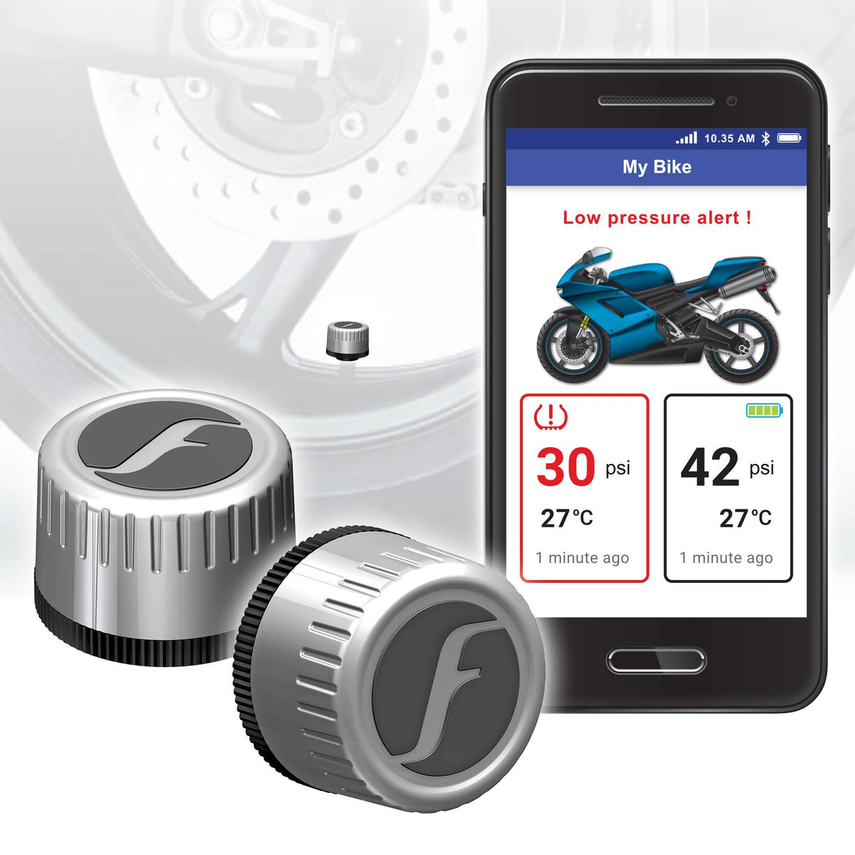 Fobo Bike 2 Tire Pressure Monitoring System (Silver) - External Monitor, Bike Ti WBCARB07PWX4Z9T