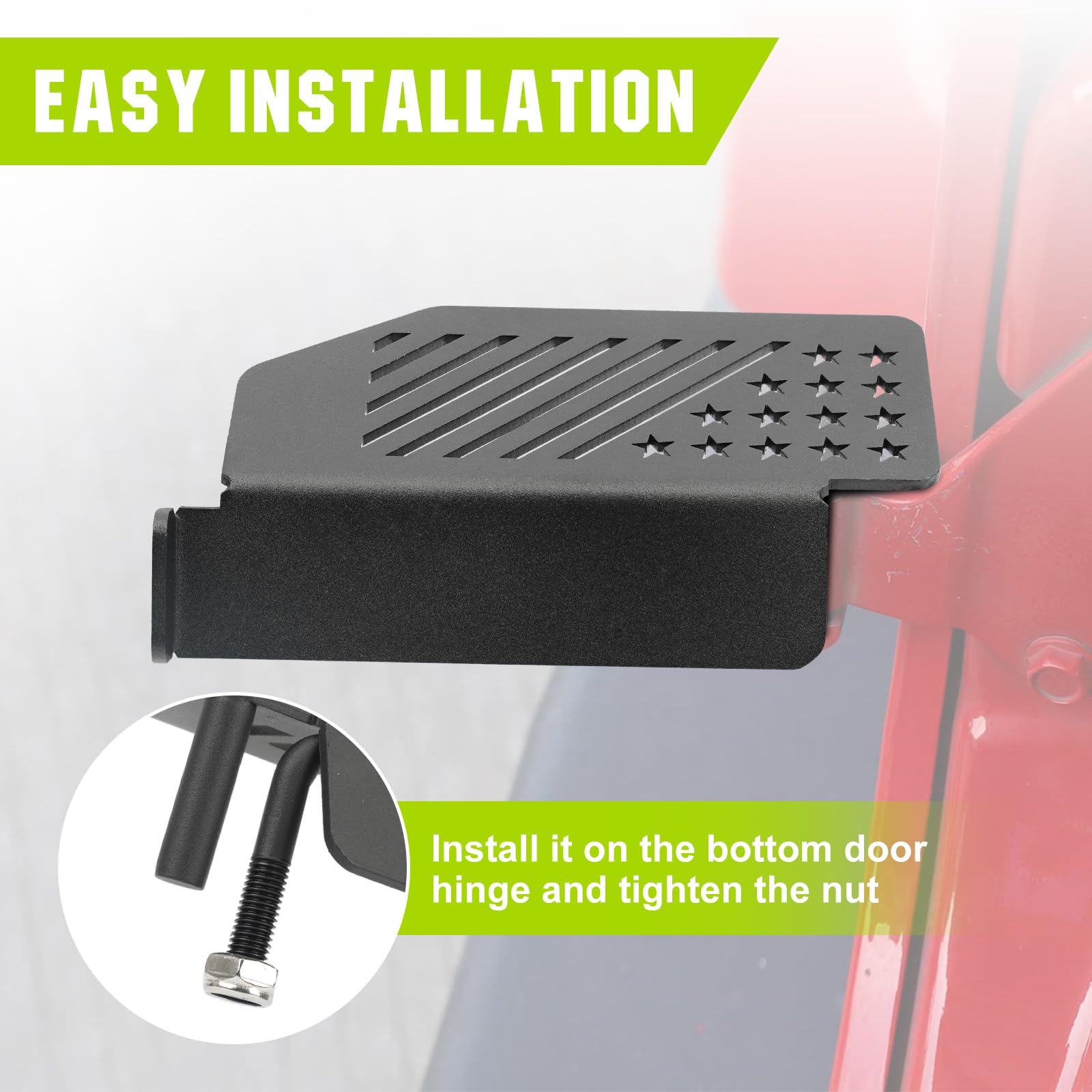 Bordan Front Foot Pegs Foot Rest Pedals For Jeep Wrangler Jk Jku Jl Jlu Jt Gladiator 2007-2025, Exterior Door Hinge Foot Peg Met