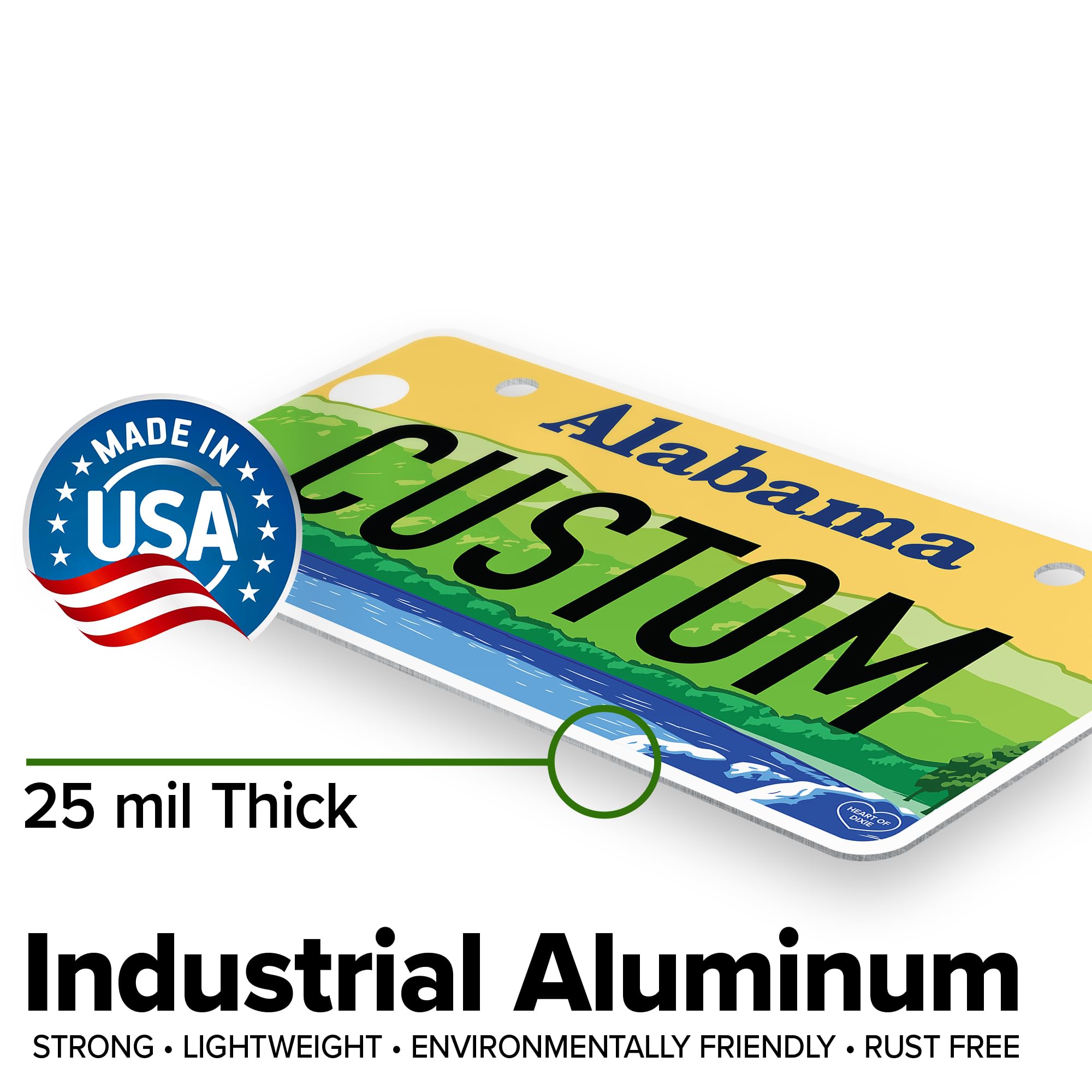 Mini License Plates, Personalized License Plates, Custom For Car, Bikes, Atv, Kids Car, Golf Cart, Jeep, 3X6 Inch, Rust-Free Fade Resistant Aluminum, Usa Made By My Sign Center (Alabama)