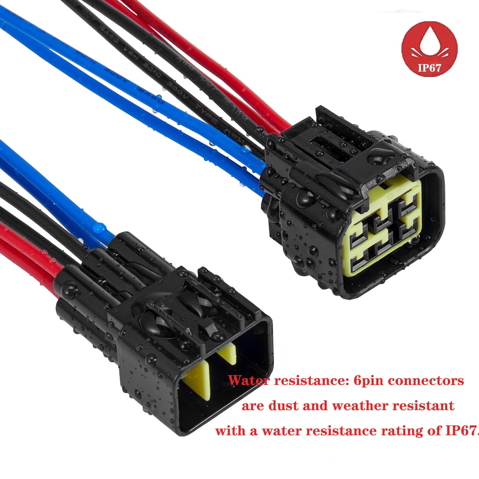 Zhofonet 6 Pin Waterproof Connector,Waterproof Electrical Car Auto Wire Connector,16Awg Male Female Quick Disconnect Wire Connec