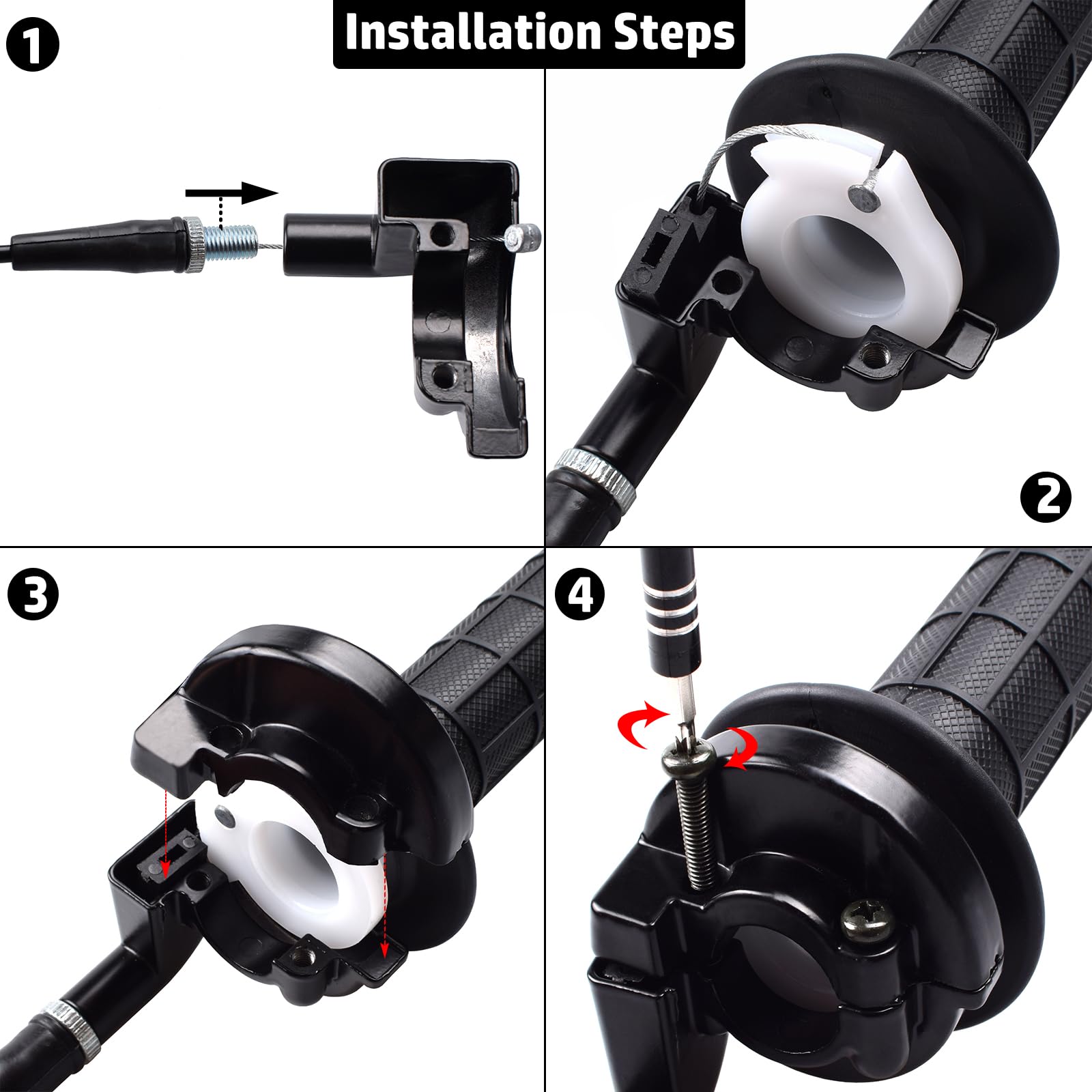 Riyitauto 7/8'' 22mm Twist Throttle Accelerator Handle Grips and 36 inches Long Cable Set fit for Yamaha SSR Coolster Roketa SDG