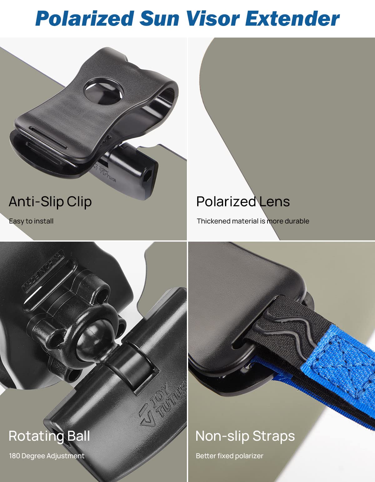 Joytutus Sun Visor For Pickup Truck, 2 Pack Polarized Sun Visor Extender For Truck, Universal Uv400 Car Visor Extension Anti-Gla