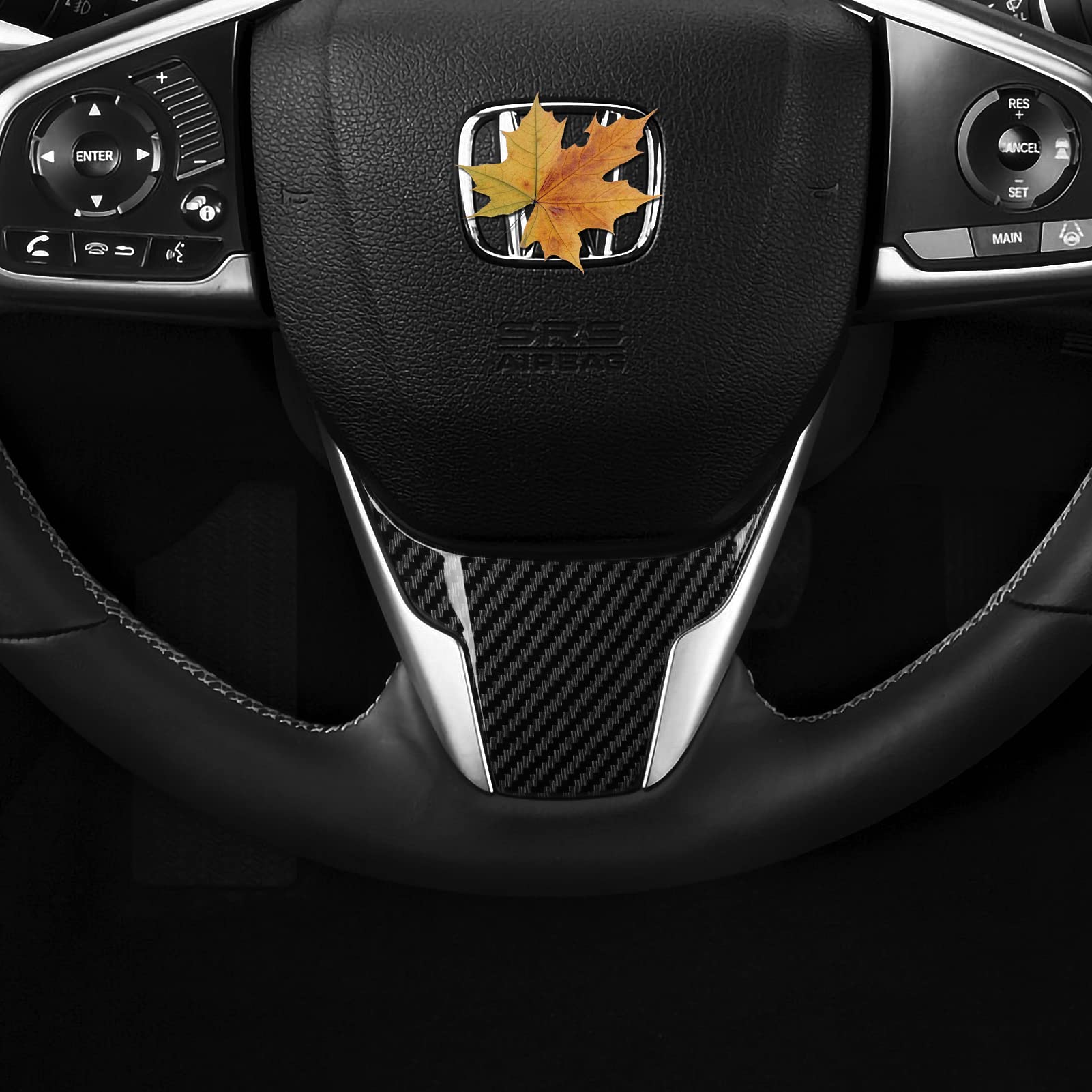 BRMYL Steering Wheel Decal for Honda Civic 2016 2017 2018 2019 2020 2021 Accessories ABS Carbon Fiber Interior Stickers