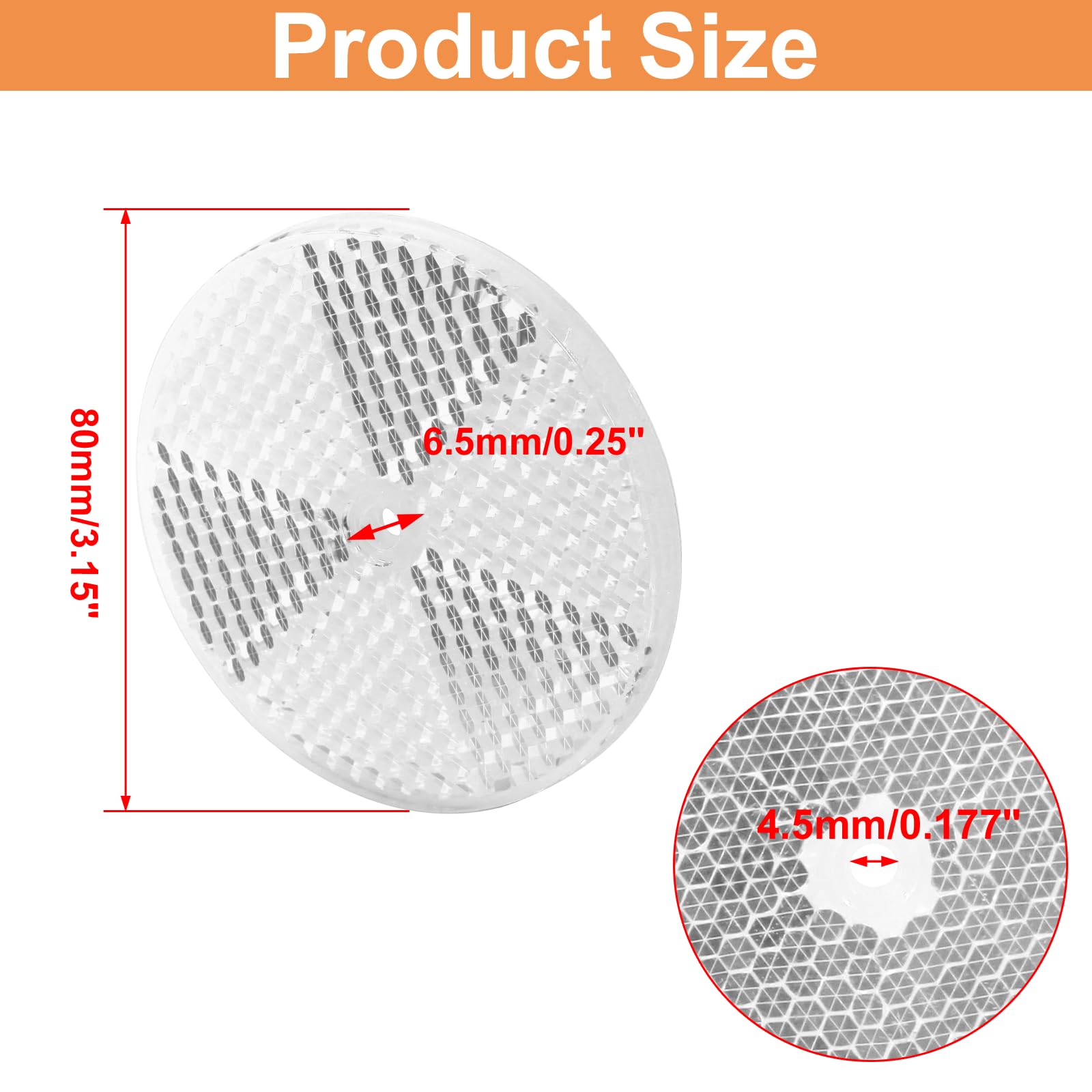 Unlorspy 10 Pcs White Front Reflector 80mm Dia Round Reflector with Center Mounting Hole for Cars, Trailer, Trucks, Dirt Bike an
