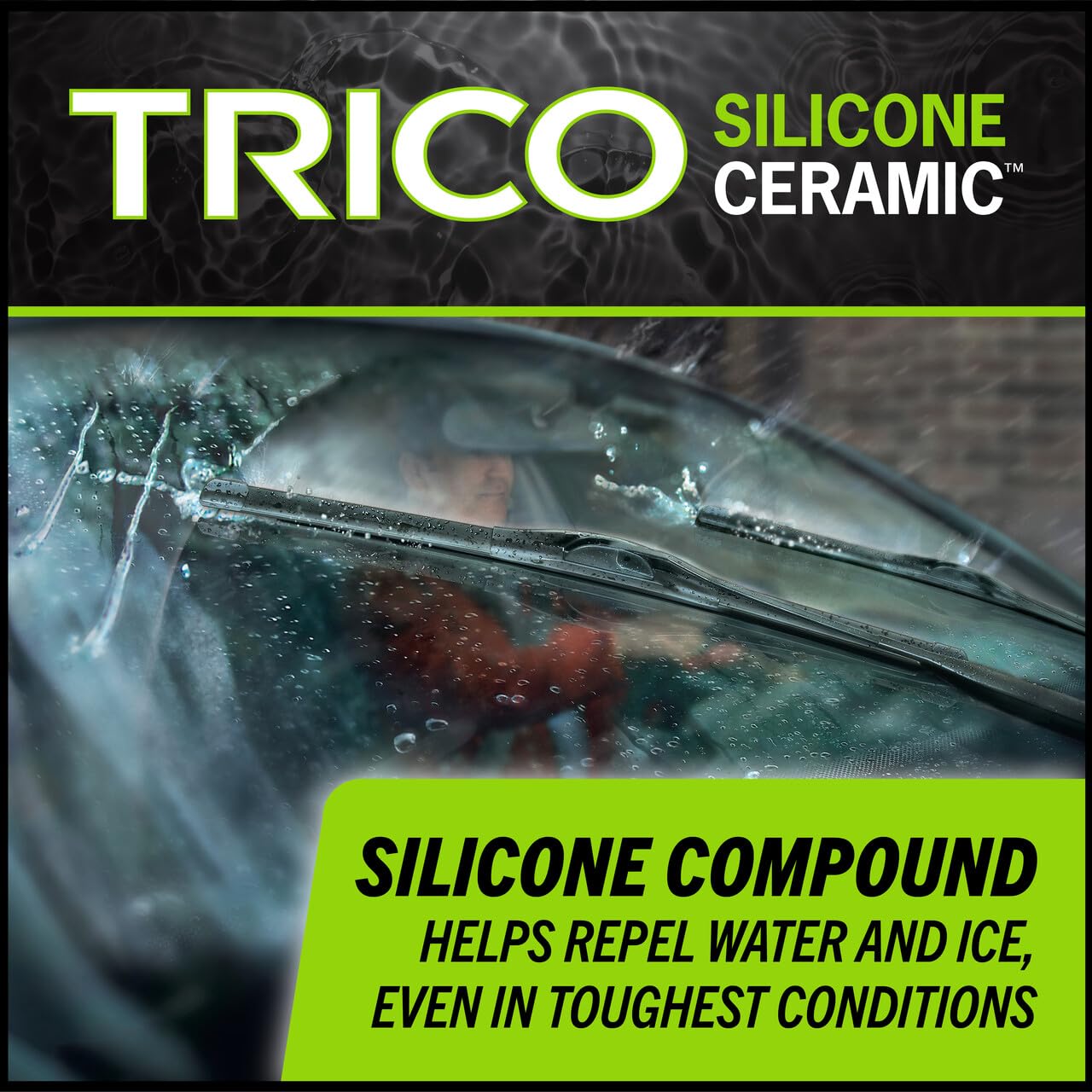 Trico Silicone Ceramic Coated 17'' + 17'' Super Premium Automotive Replacement Windshield Wiper Blades (Set Of 2), Passenger And