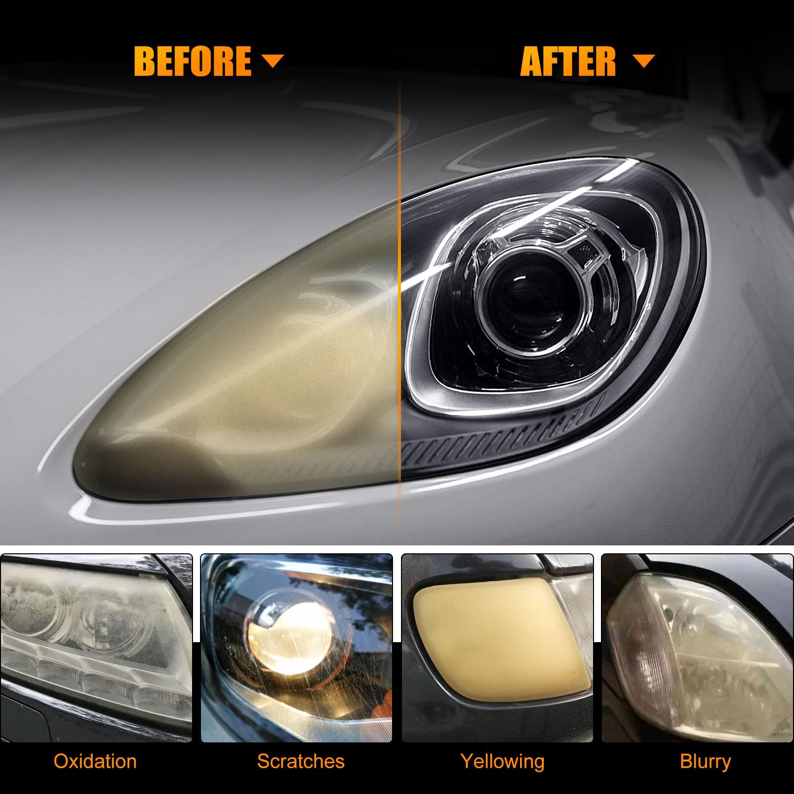 Poliwell Headlight Restoration Kit 3 Easy Steps To Restore Sun Damaged Headlights Polish Headlights Lens Restore Cleaner Diy Pol