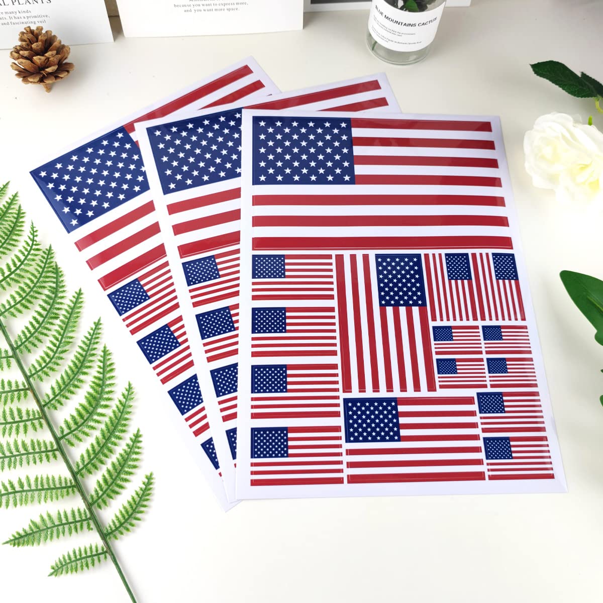 QQSD US American Flag Sticker USA Decal in Multiple Sizes, 3 Pack, 11.7 x 8.3 Inches