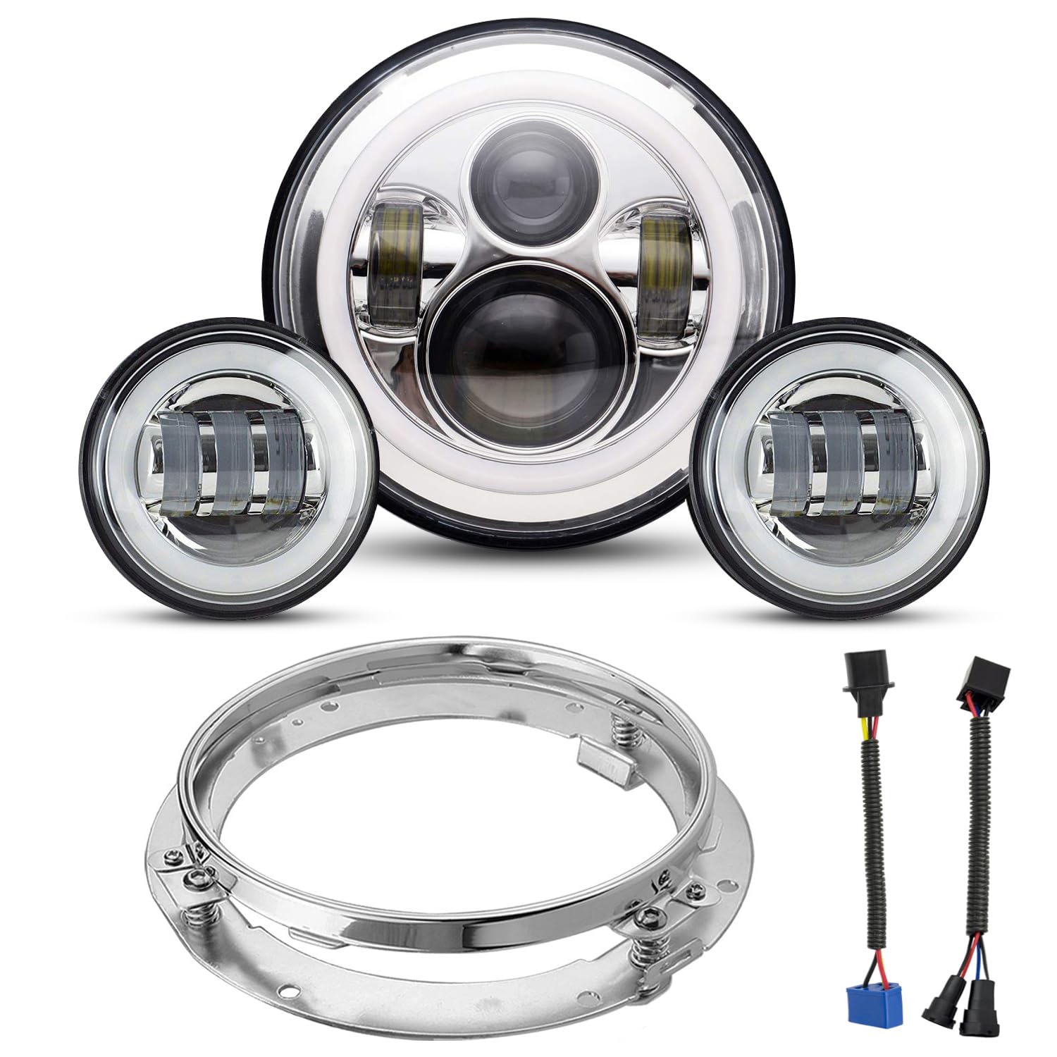 Yeego Direct 7 Inch Motorcycle Led Headlight 4.5 Inch Fog Passing Lights Compatible With Road King Ultra Classic Electra Street 