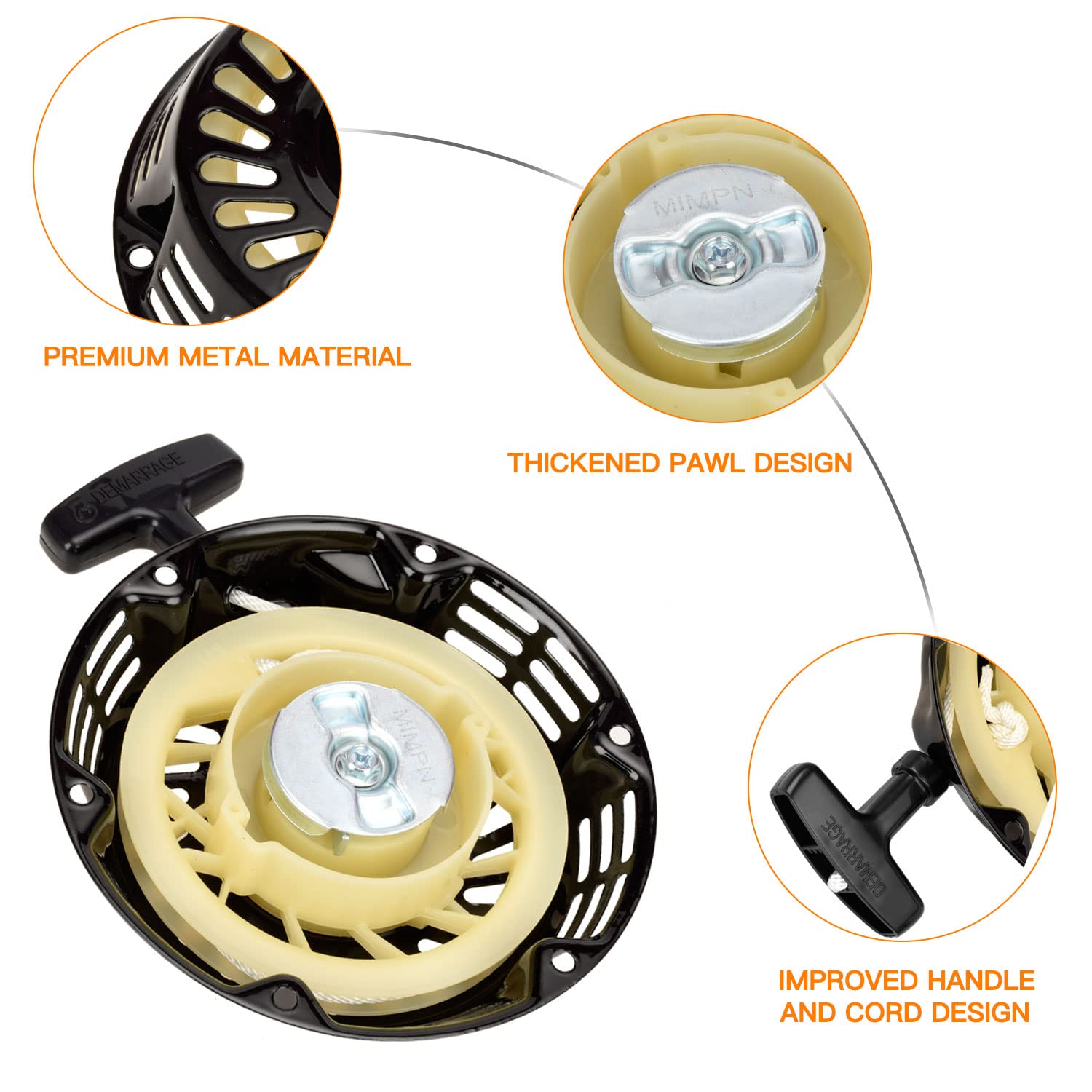 Fvrito Pull Recoil Starter Start For 196Cc 5.5Hp 6.5Hp Hensim Baja Warrior Heat Mb165 Mb200 Mini Bike Blaster Bb65 Sand Dog Sd65 Trax Tx65 Go Kart 163Cc Jf168 Jf200 Gx160 Gx200 Generator Lawnmower