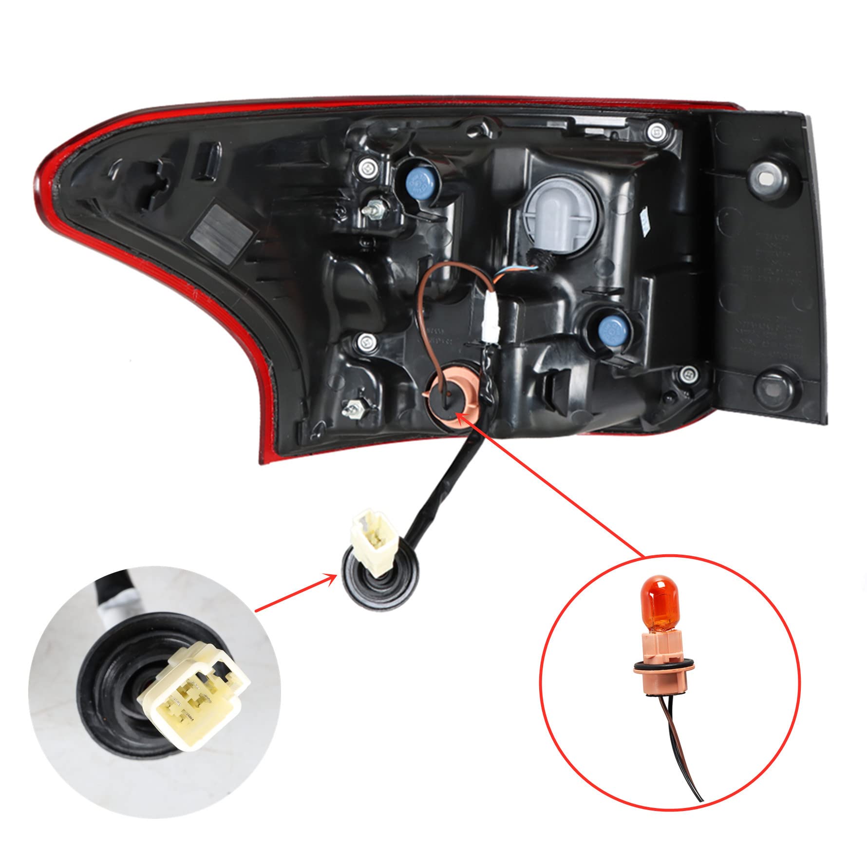 Munirater 1-Pack Rear Right Tail Light Brake Lamp Assembly Replacement For 2016-2021 Outlander Outer Passenger Side 8330B006