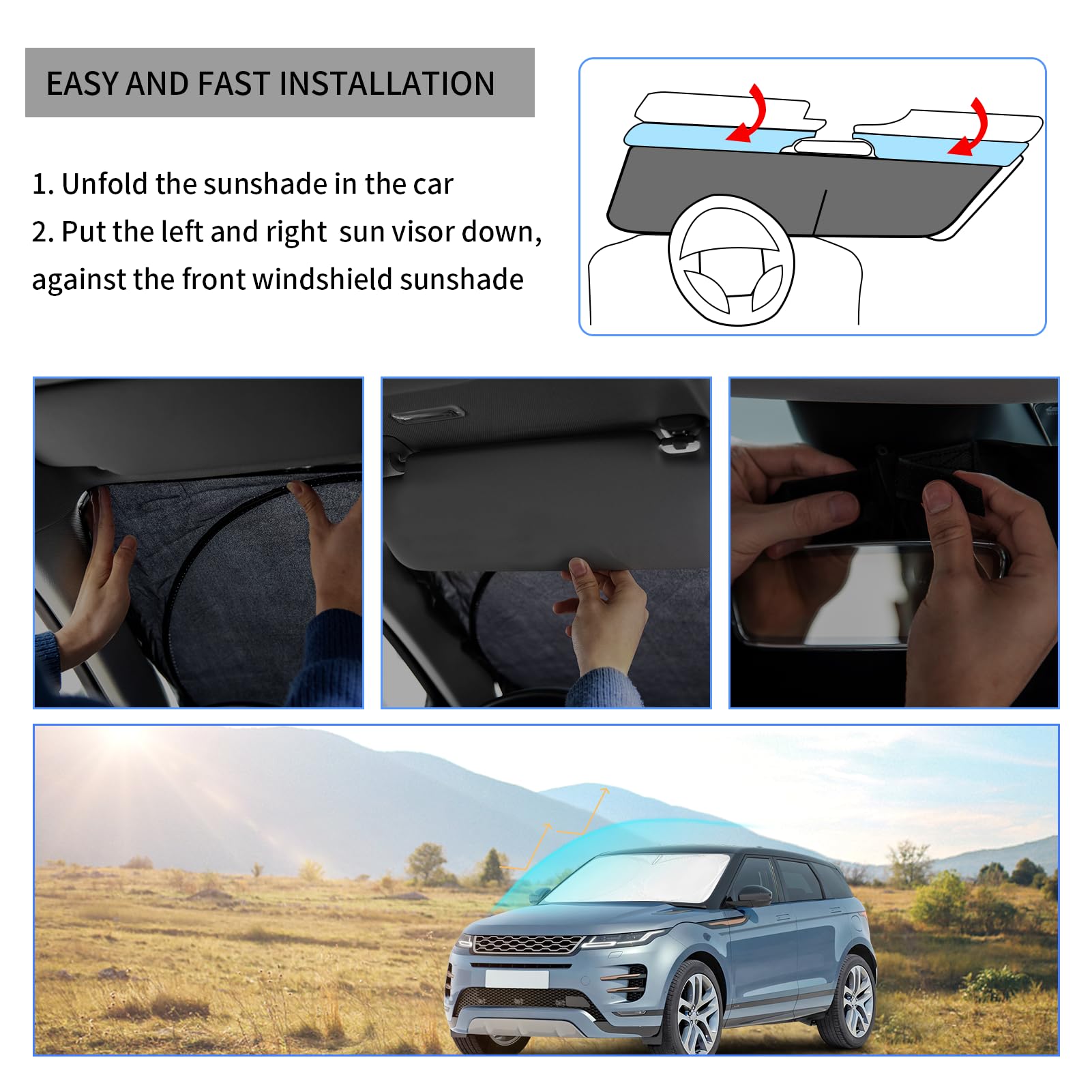 Car Sunshade Windshield Sun Shade For Kia K5 2021-2024 K900, Custom Fit Kia Stinger 2017-2023 Front Window Sun Visor Protector F