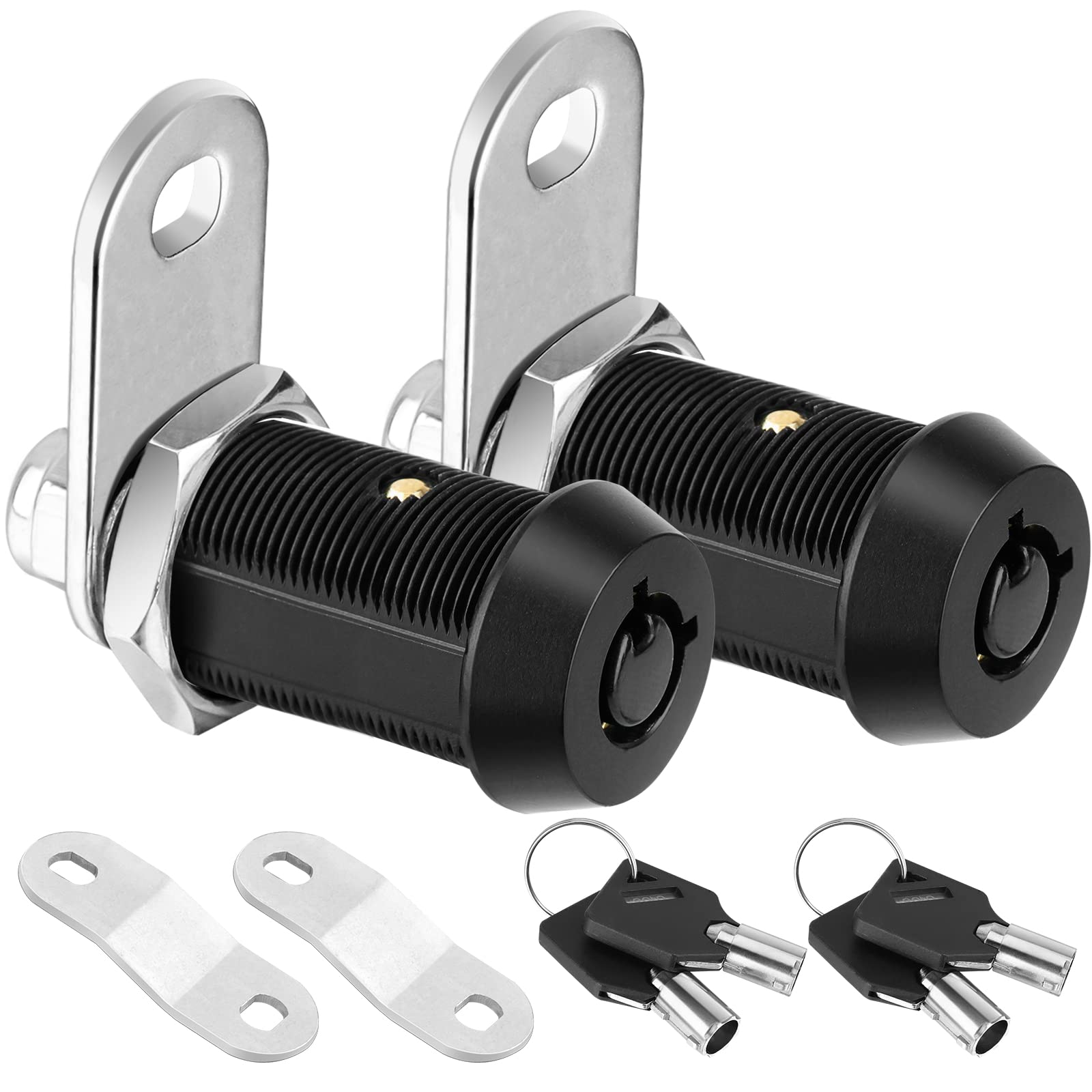 Pteromy 2 Pack Cabinet Lock With Keys, 1-1/8'' Heavy Duty Tubular Cam Lock For Rv Compartment Storage Locks, Full Set Of Rv Cam