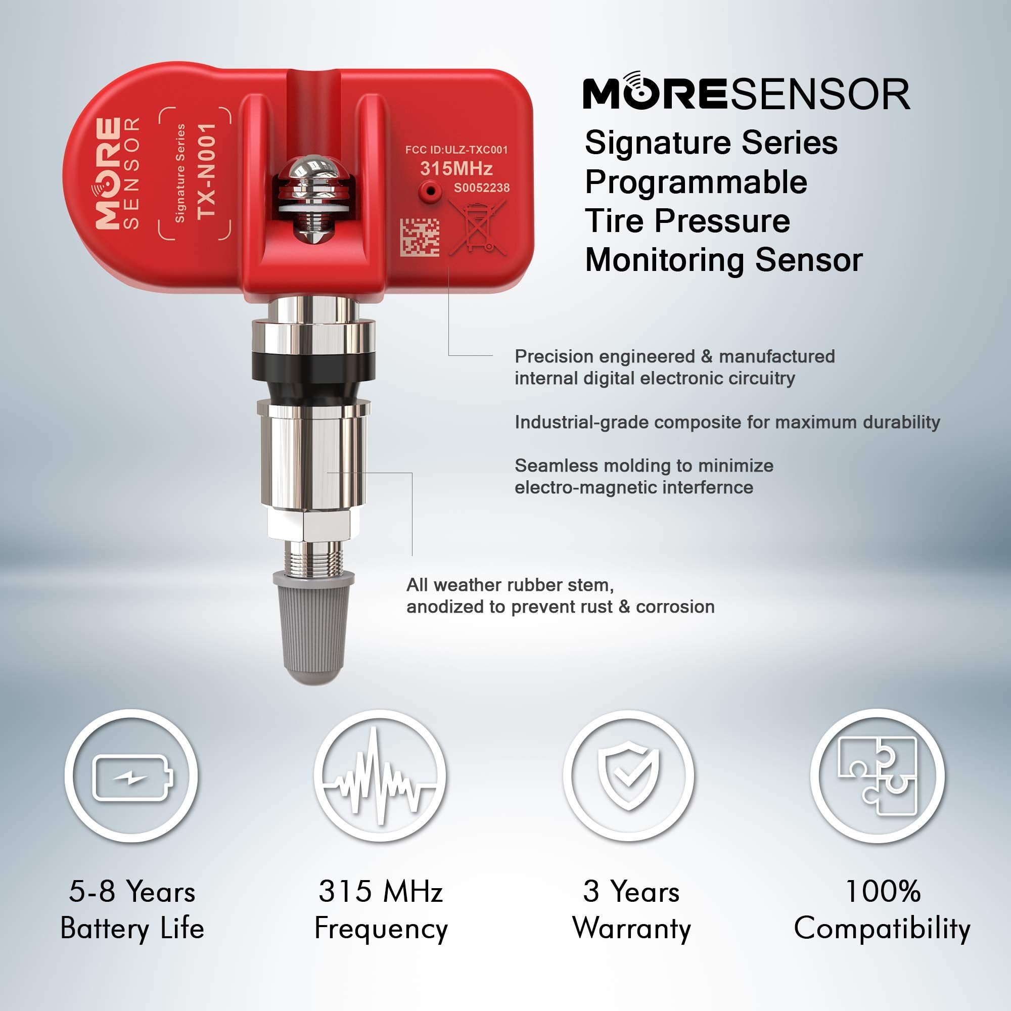Moresensor Signature Series 315Mhz Tpms Tire Pressure Sensor 4-Pack | Compatible With Select Chrysler/Dodge Models | Replacement