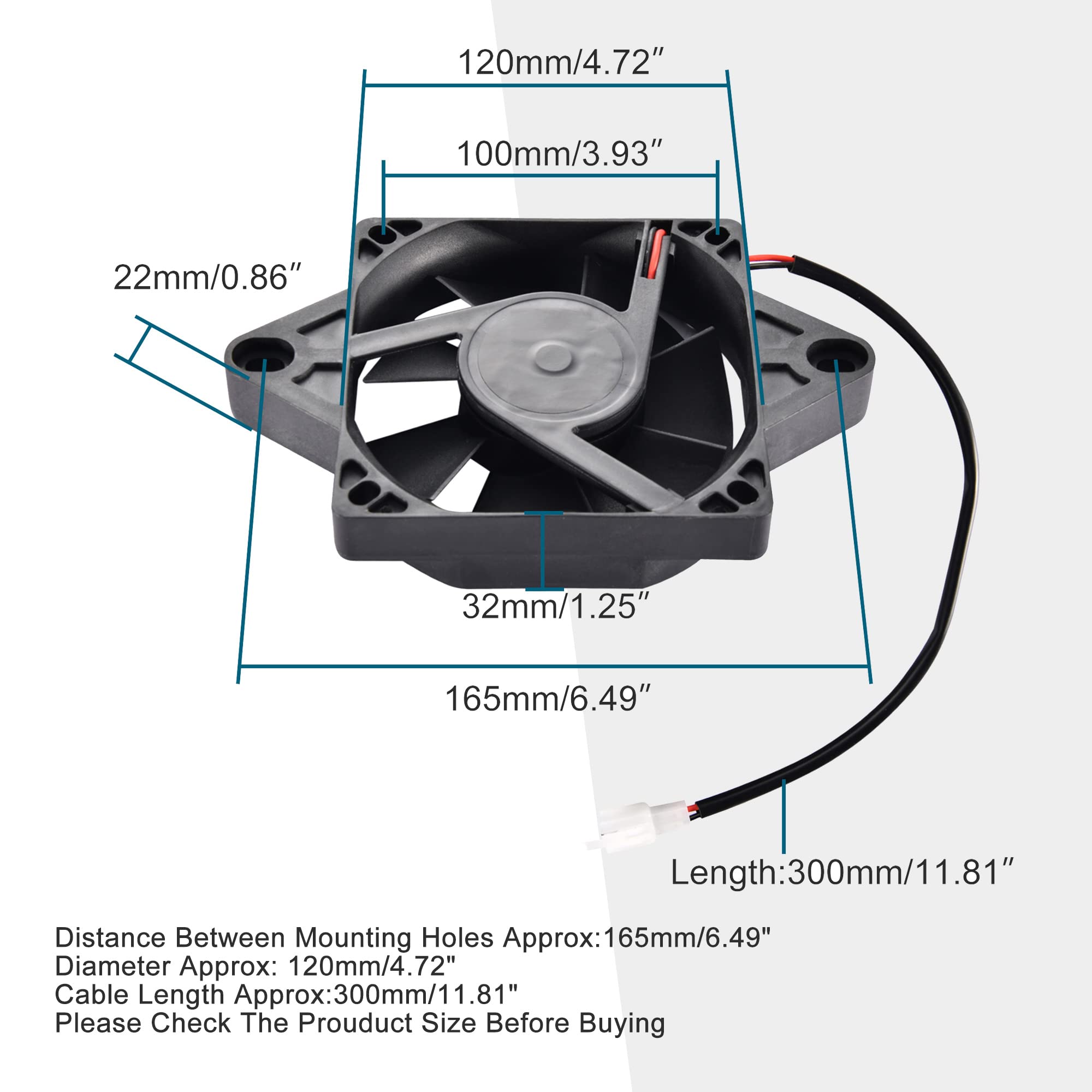 Goofit 12V Dc Square Radiator Cooling Fan Replacement For 200Cc 250Cc Water-Cooled Atv Dirt Bike Go Kart