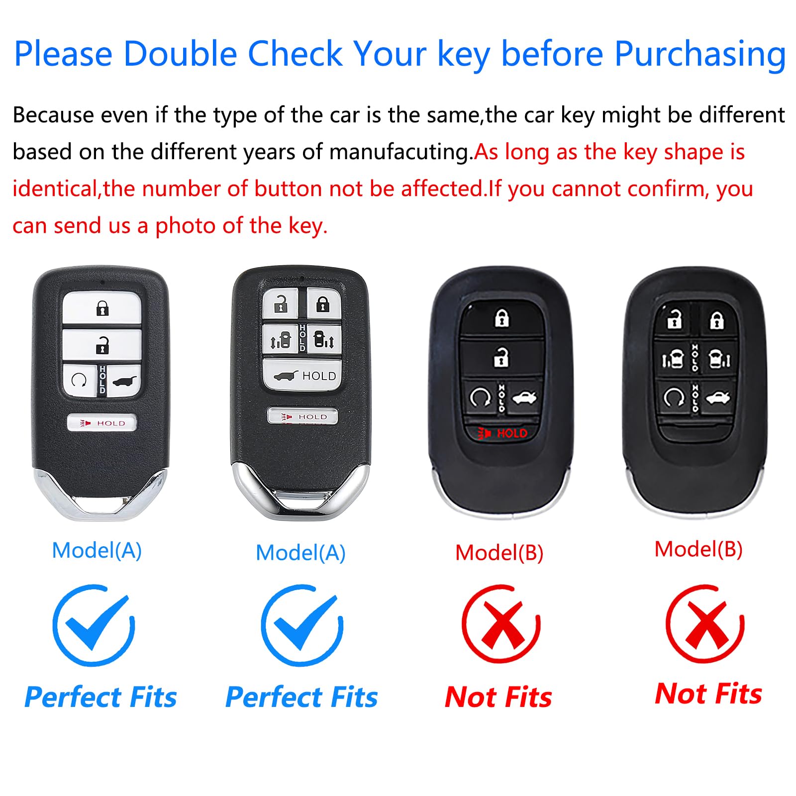 Ocezbiis For Honda Key Fob Cover,Keychain,Zinc Alloy Protection Car Key Case For Accord Odyssey CR-V Civic Crosstour Pilot Ridge