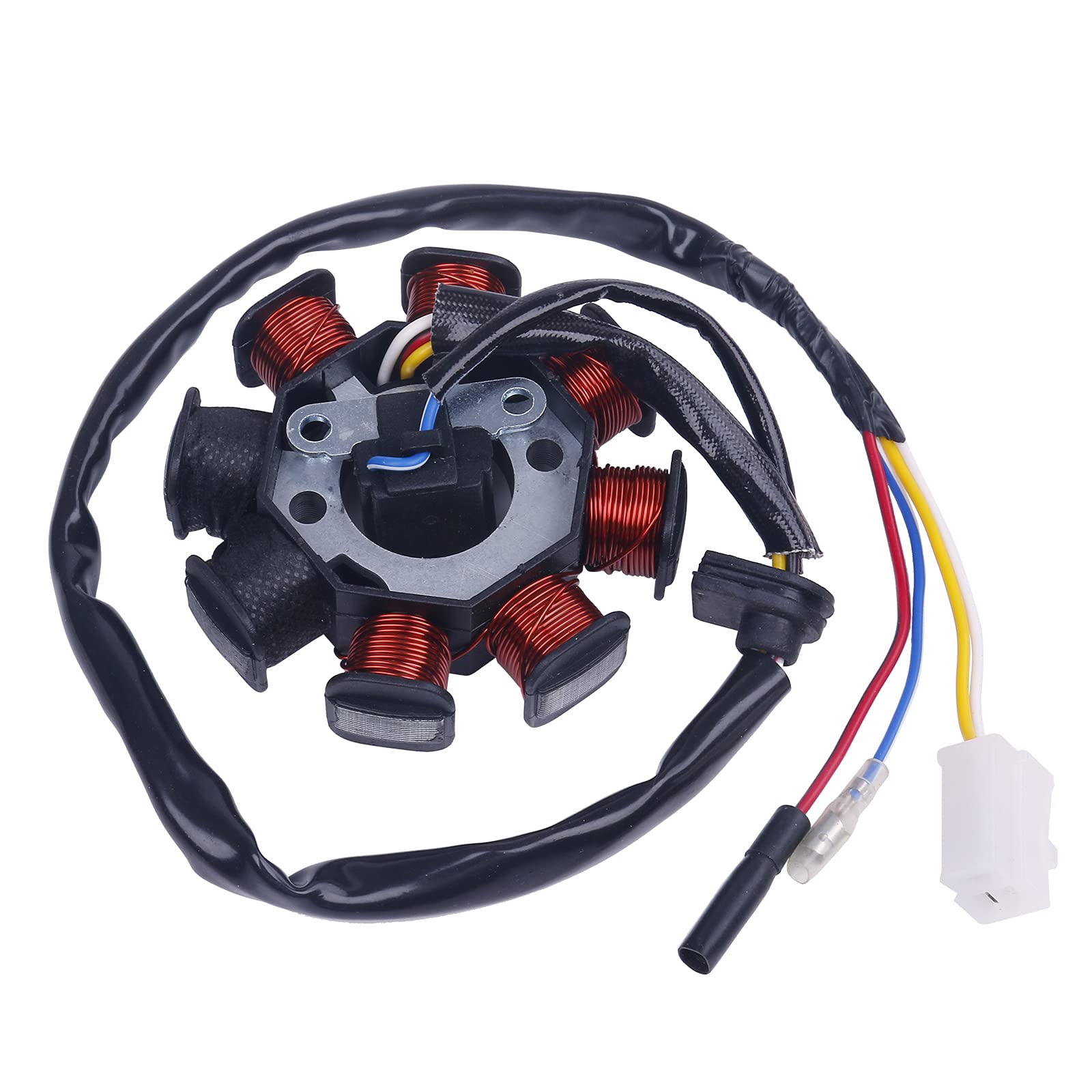 Glixal GY6 49cc 50cc 80cc 100cc 8-Poles Dual Ignition Coils Magneto Stator for 139QMB 139QMA Chinese Scooter Moped ATV Go-kart B