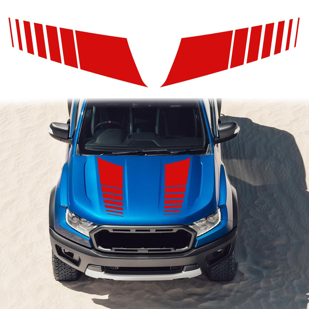 ramuel Compatible with 2PCS Car Hood Cover Vinyl Stripe Stickers Racing Stripes Auto Bonnet Hood Bumper Decoration Decals Graphi