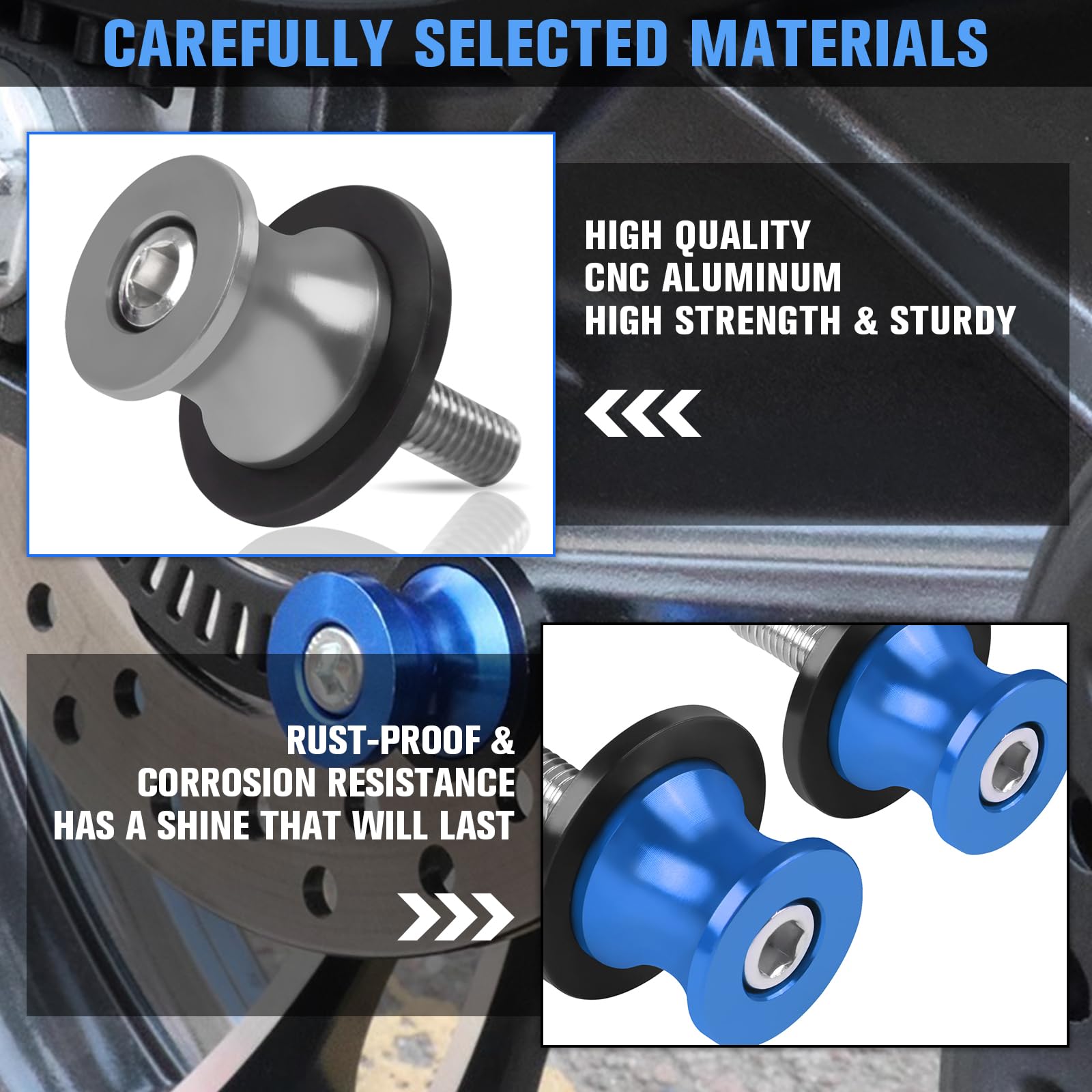 CHIFUN 2Pcs 10MM M10 X1.5/1.25 Motorcycle Swing Arm Spools Sliders CNC Aluminum Swingarm Spools Stand Screw Compatible with VULC