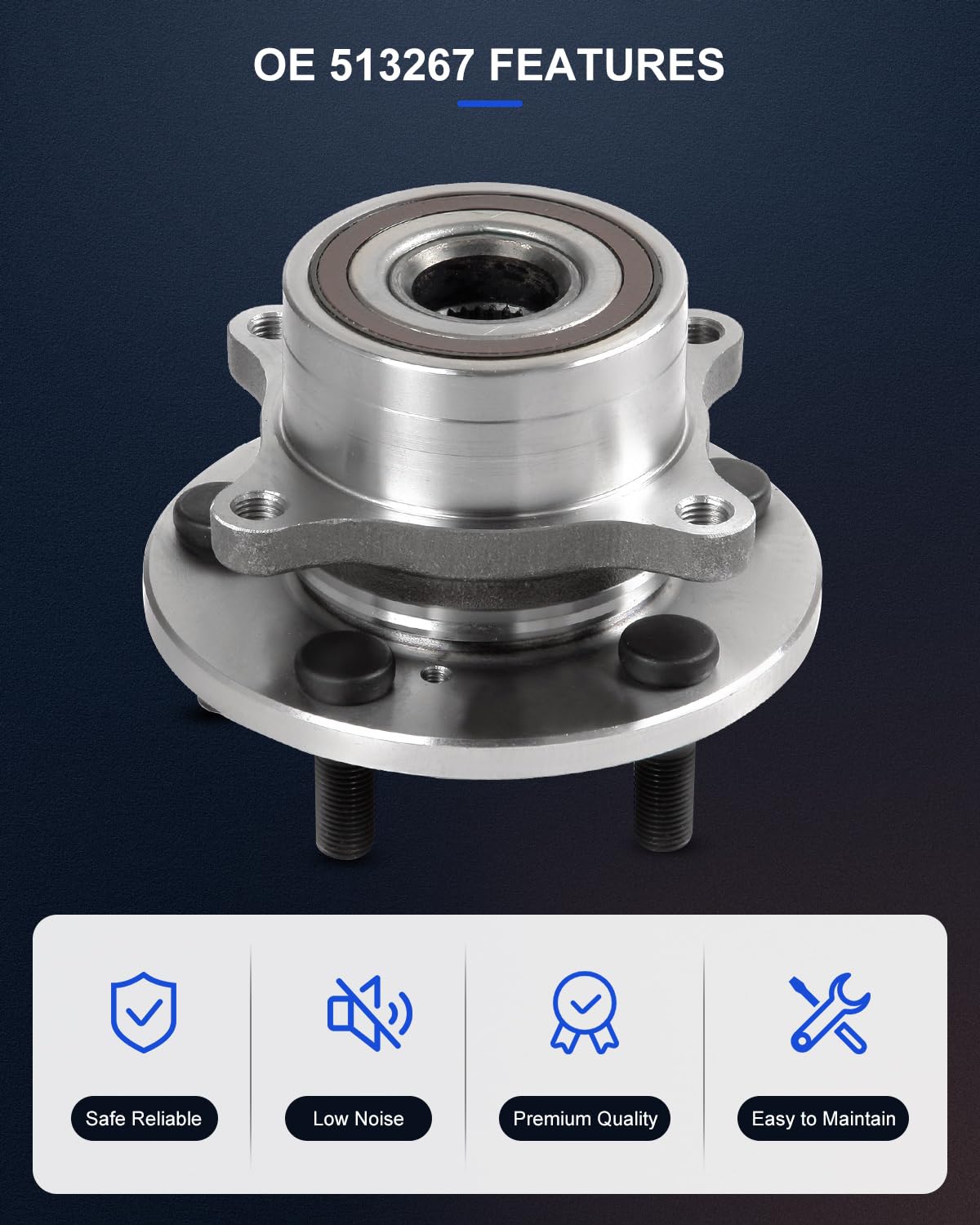 ECCPP Replacement For Wheel Bearing Hub 513267 Hub Bearing Assembly Hub Assemblies Front Axle 5 Lugs For Acura MDX Base Model V6