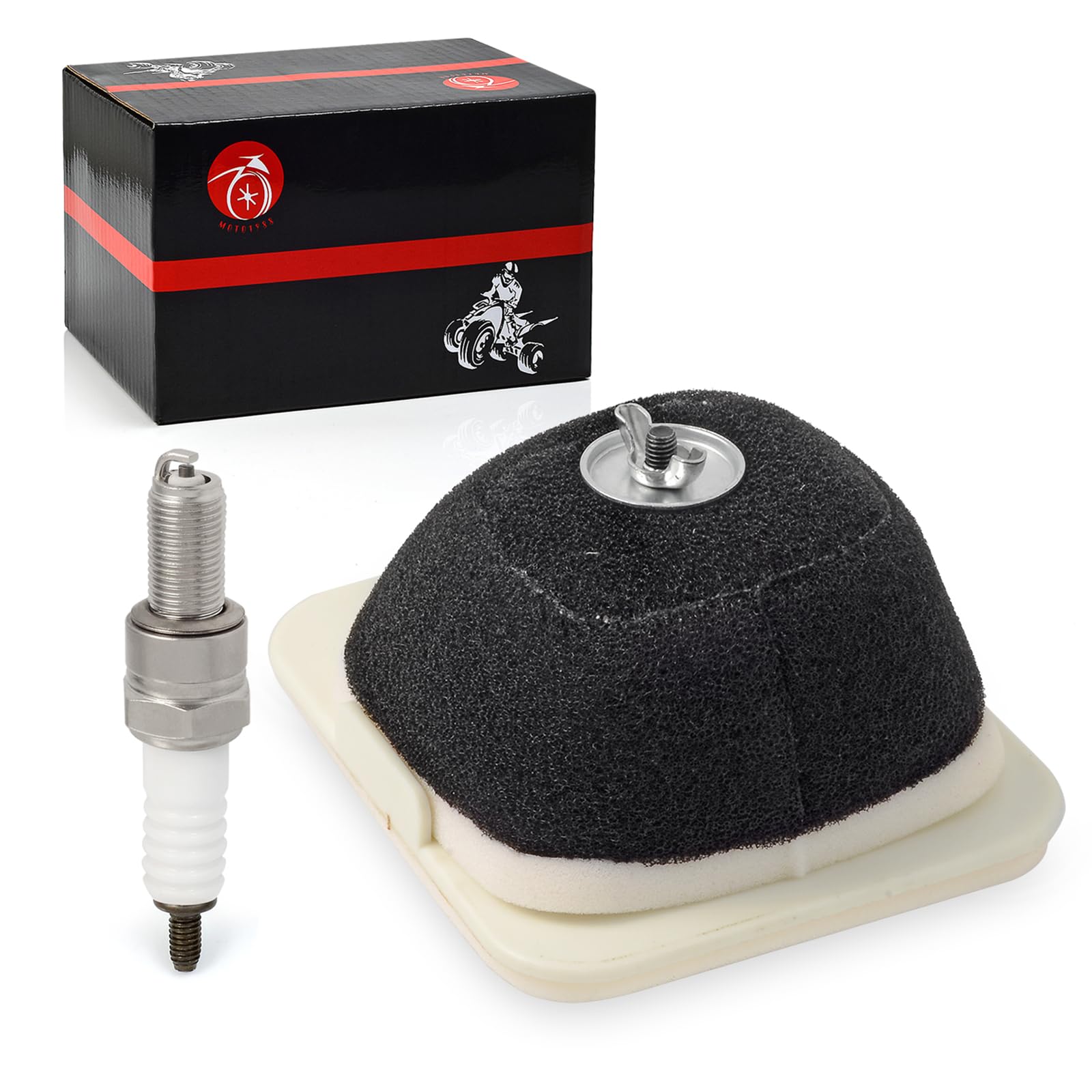 MOTO1988 Air Filter Element Assembly & Spark Plug for YAMAHA TTR125 (2000-2024), Model 5HP-14450-00-00
