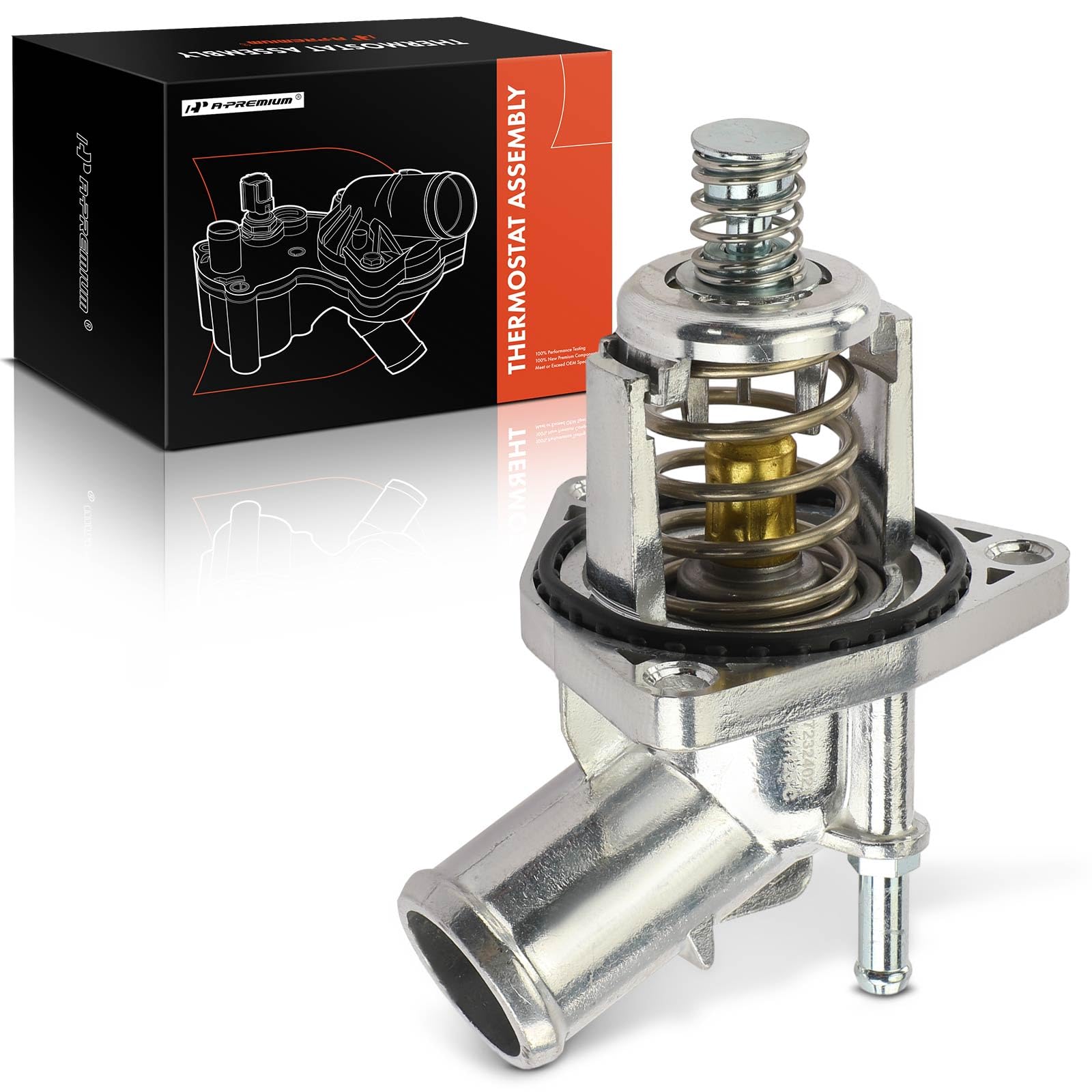 A-Premium Engine Coolant Thermostat and Housing Assembly - 8Cyl, 4.3L 5.3 6.2L - Compatible with Chevy, GMC, Cadillac Vehicles -