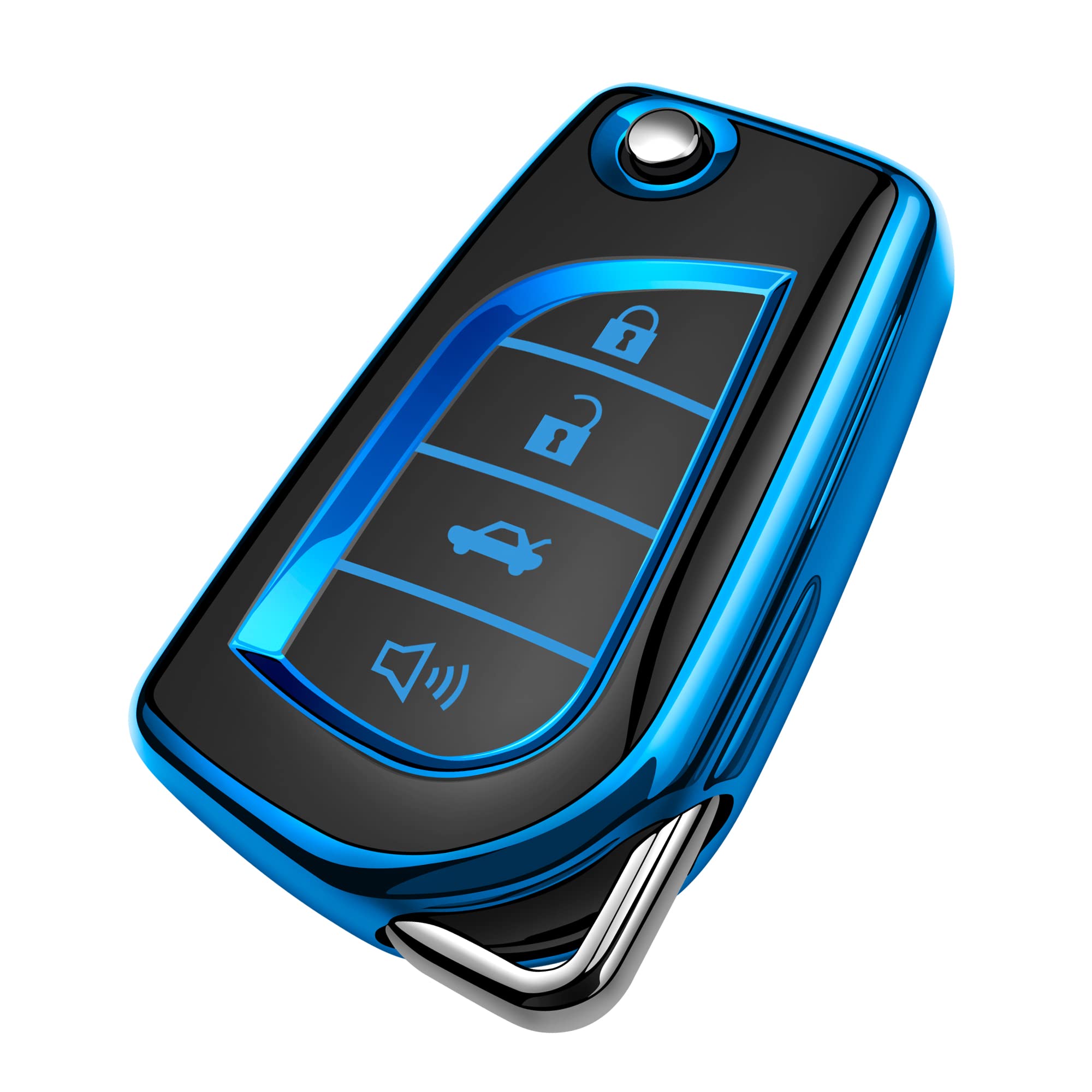 Tukellen for Toyota Key Fob Cover Special Soft TPU Key Case Key Shell Compatible with Fortuner Tundra Camry RAV4 Highlander Chal