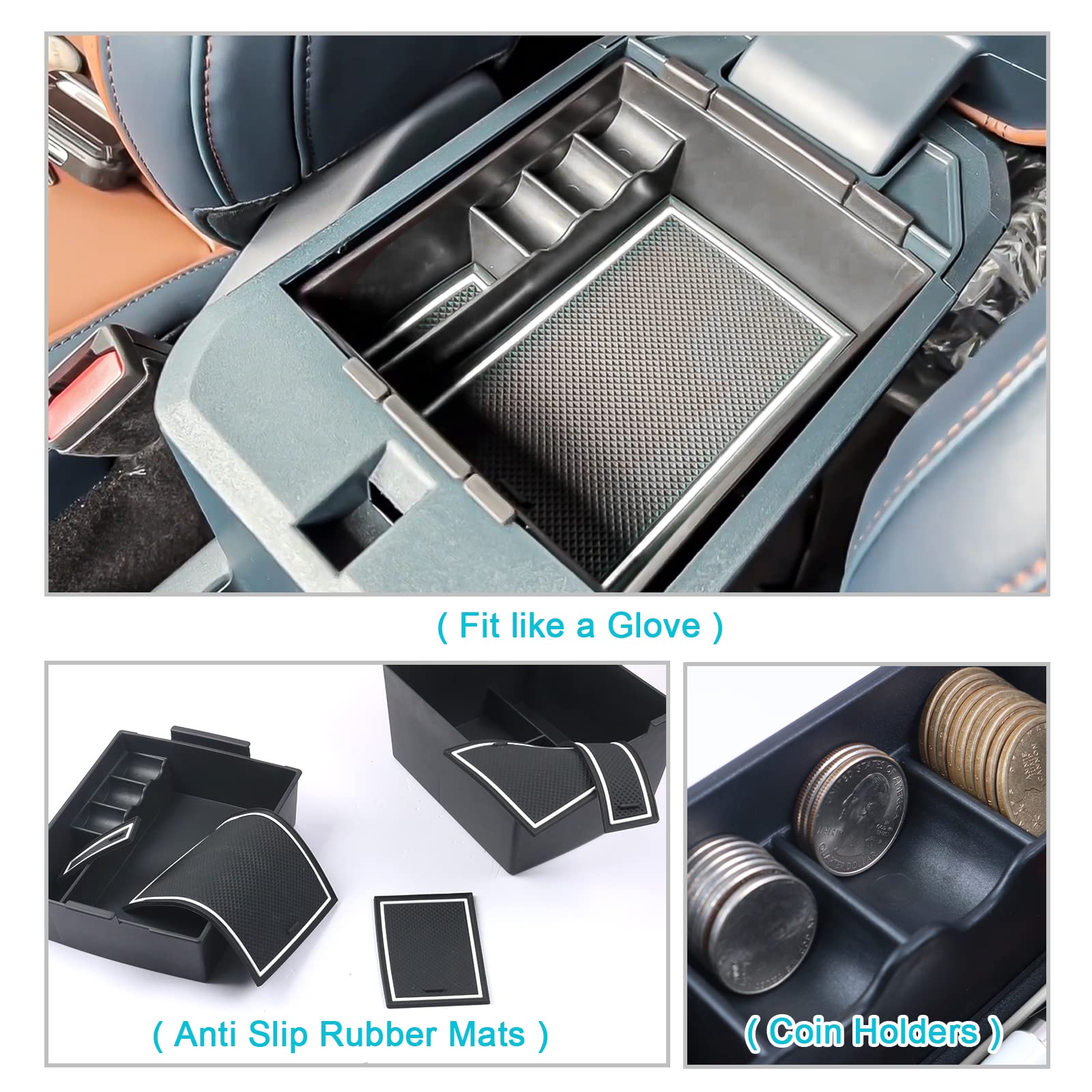 Cdefg For 2022 2023 Maverick Pickup Truck Center Console Organizer Tray 2022 Fo*Rd Maverick Armrest Trays Storage Box Coin Container 2022 2023 Maverick Truck Interior Accessories, 2-Pack (White Trim)