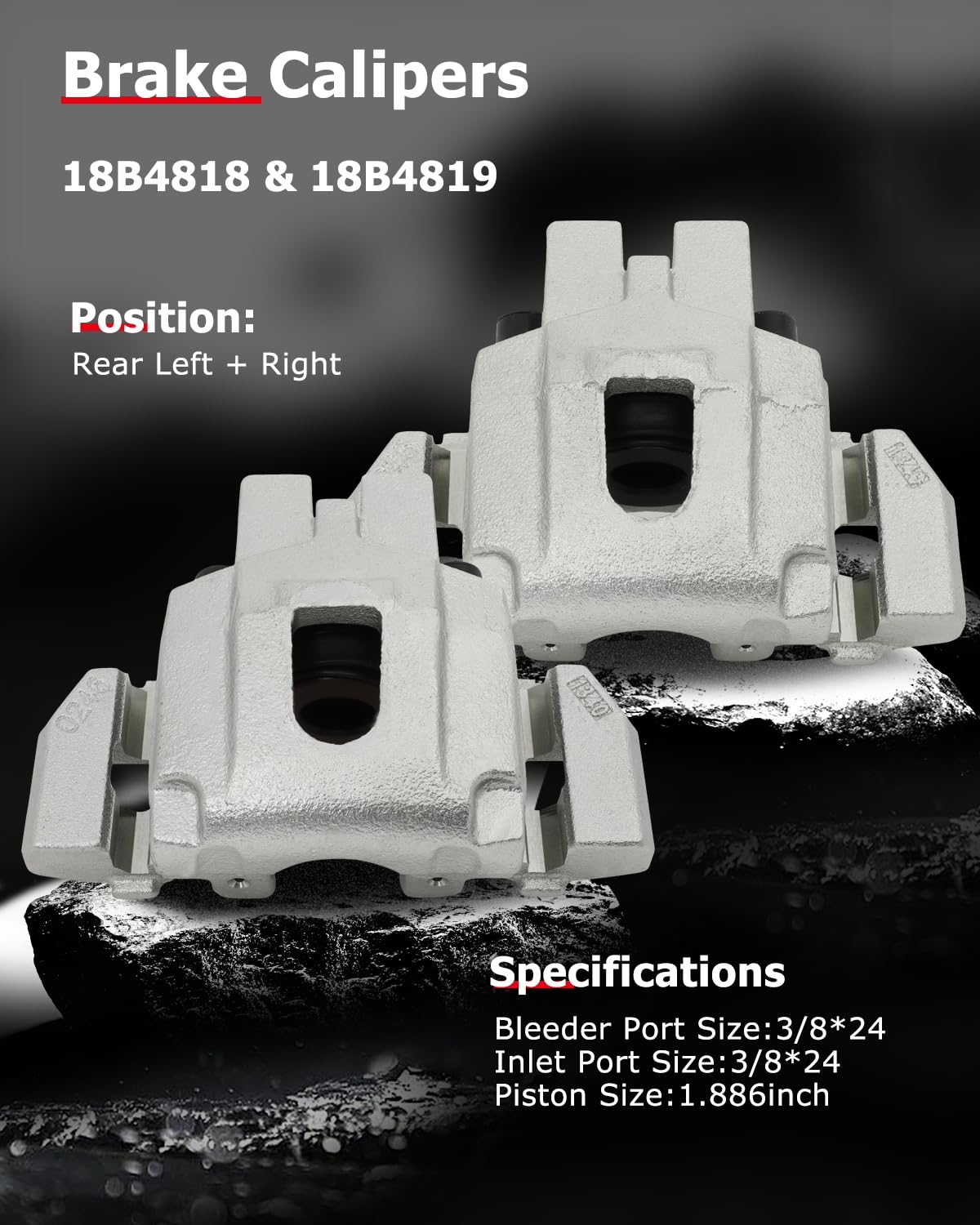 cciyu 18B4818 18B4819 Rear Left & Right Brake Calipers With Bracket For Jeep For Grand Cherokee 4.0L 1999-2004,For Jeep For Gran