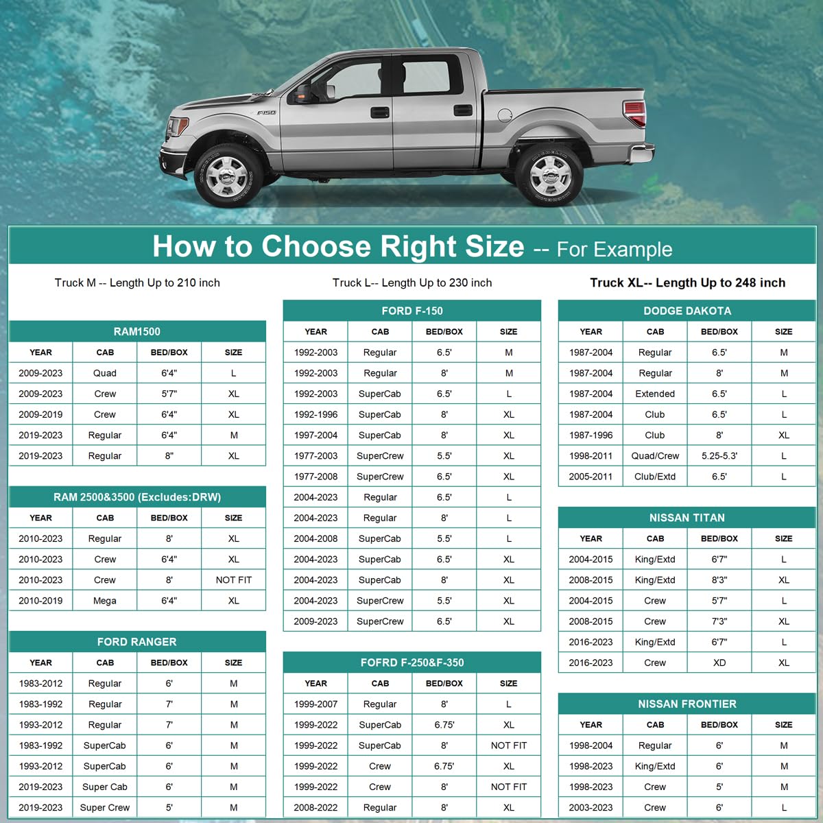 Gunhyi Pickup Truck Cover - Waterproof All Weather, 6 Layer Heavy Duty, Universal Fit Ford F150, Chevy Silverado, Gmc Sierra, Do