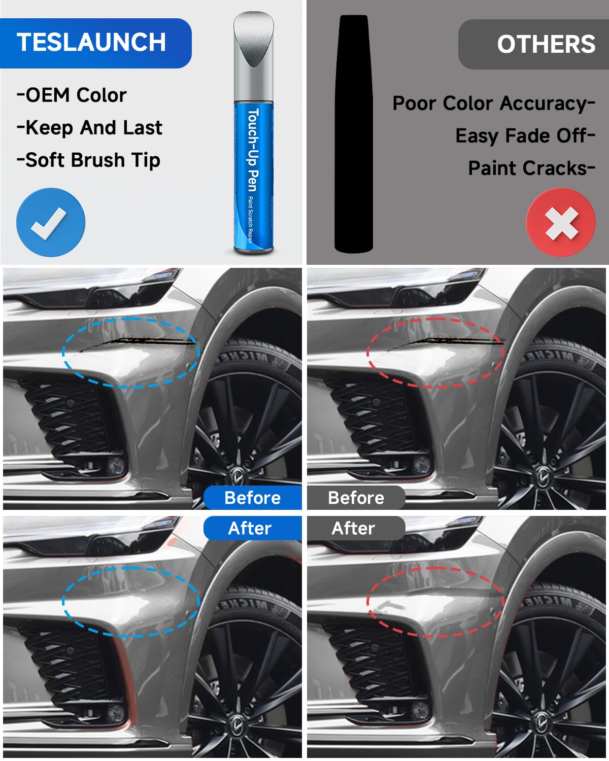 Teslaunch 8X5 Nightfall Mica Touch Up Paint Compatible with Lexus Exact Match Touch Up Paint Car Scratch Repair