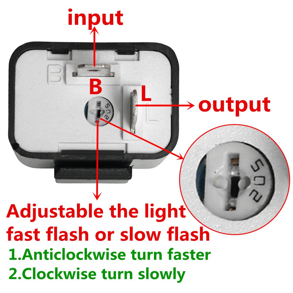 12V Speed Adjustable 2 Pin Direct Replacement Compatible Led Electronic Flasher Relay Fix Car And Motorcycle Turn Signal & Hazar