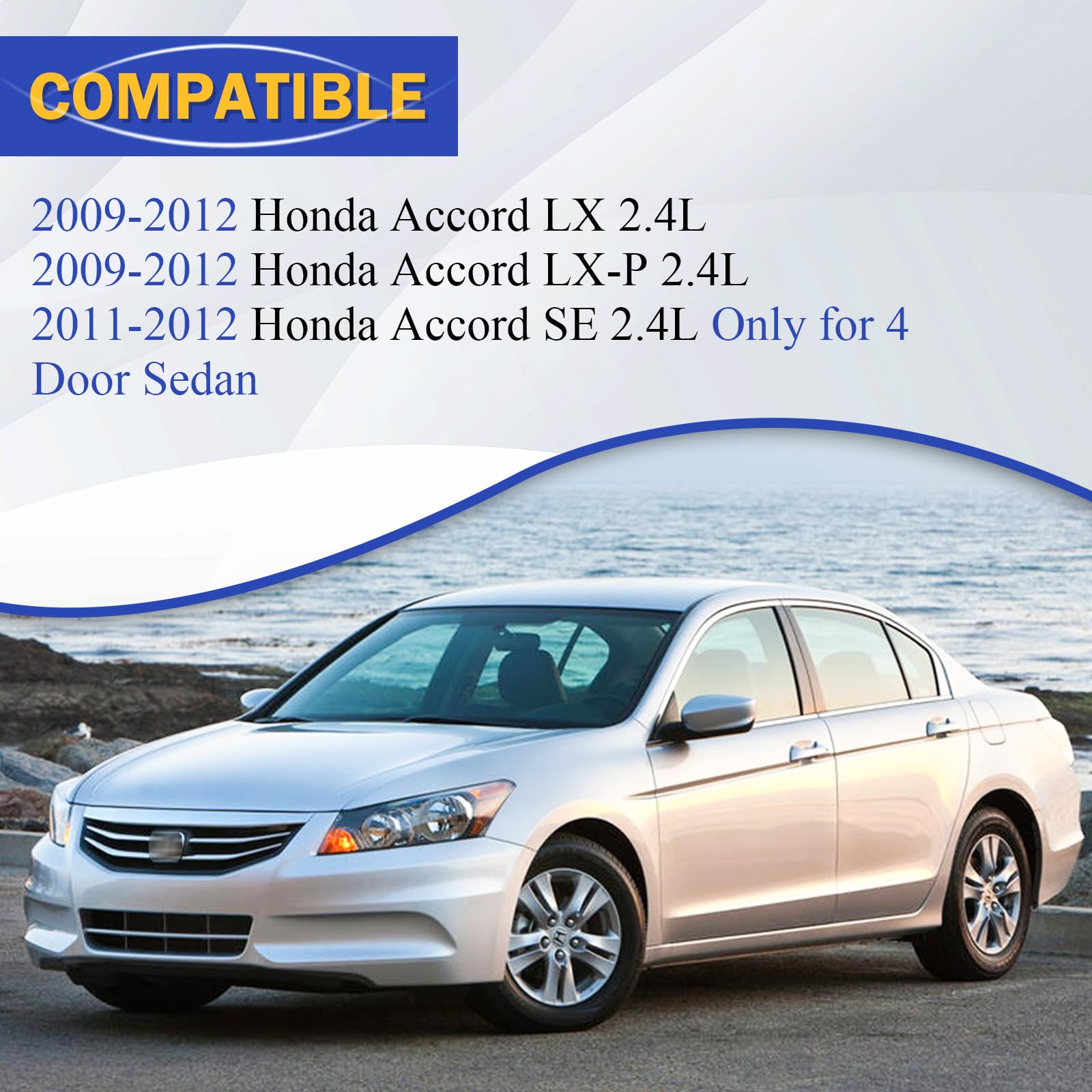 Honda Air Cleaner Intake Hose Tube With Clamps For 2009-2012 Accord 4 Door Sedan (2.4L, Oem# 17228-R40-A00 696-052)