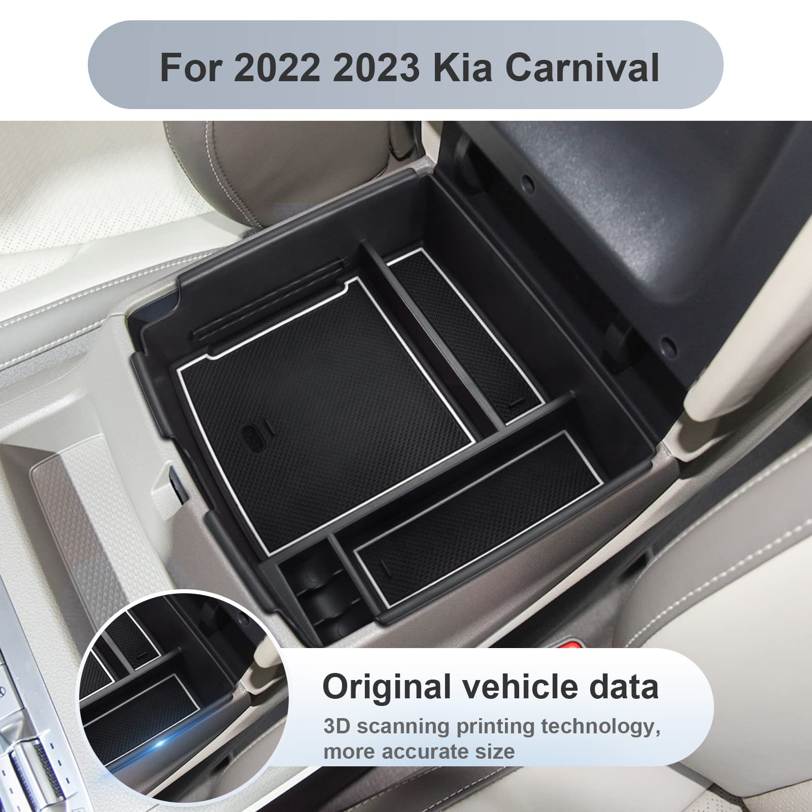 Sktu Compatible With 2022 2023 2024 Kia Carnival Mpv Center Console Organizer Carnival 2023 2024 Accessories Abs Black Materials