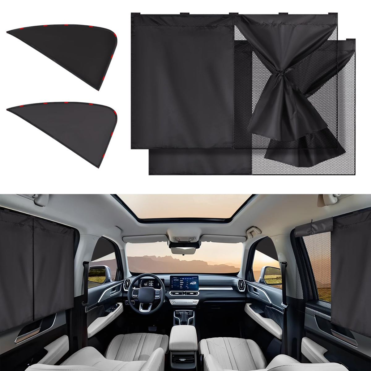 XCBYT Car Window Shades for Side Window Car Sun Shade Baby with Double Layer Blackout Half-See Options, Car Curtains for Blockin