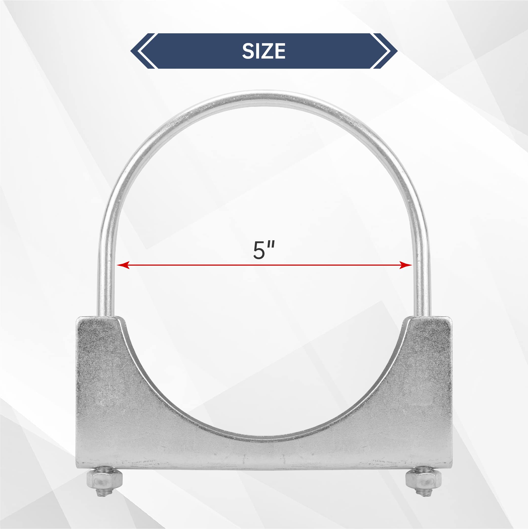 Batoneco 5'' U Bolt Clamp, Muffler Exhaust Clamps,5 Inch Saddle Style Heavy Duty Mild Steel(2-Pack)