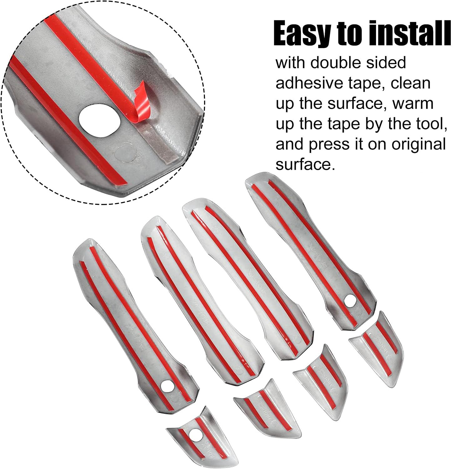 Unifizz 4Pcs Vehicle Door Lacth Handle With Smart Key Hole 10Th Gen For Honda Civic 2016-2021 Glossy Black Exterior Door Handle Trim Cover Left Hand Drive